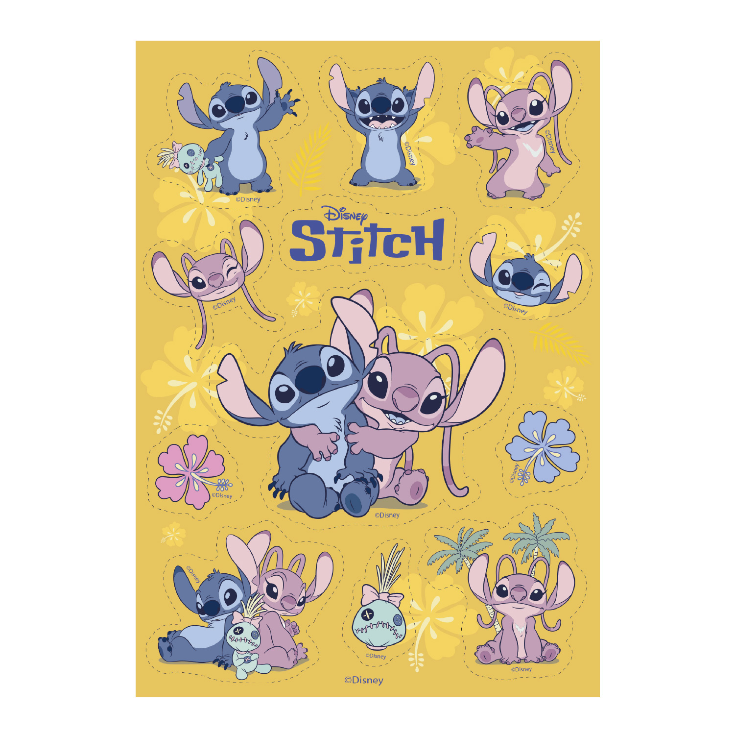Essbare Dekoration Stitch & Angel A5 – ausschneidbare Kuchen- und Tortenaufleger