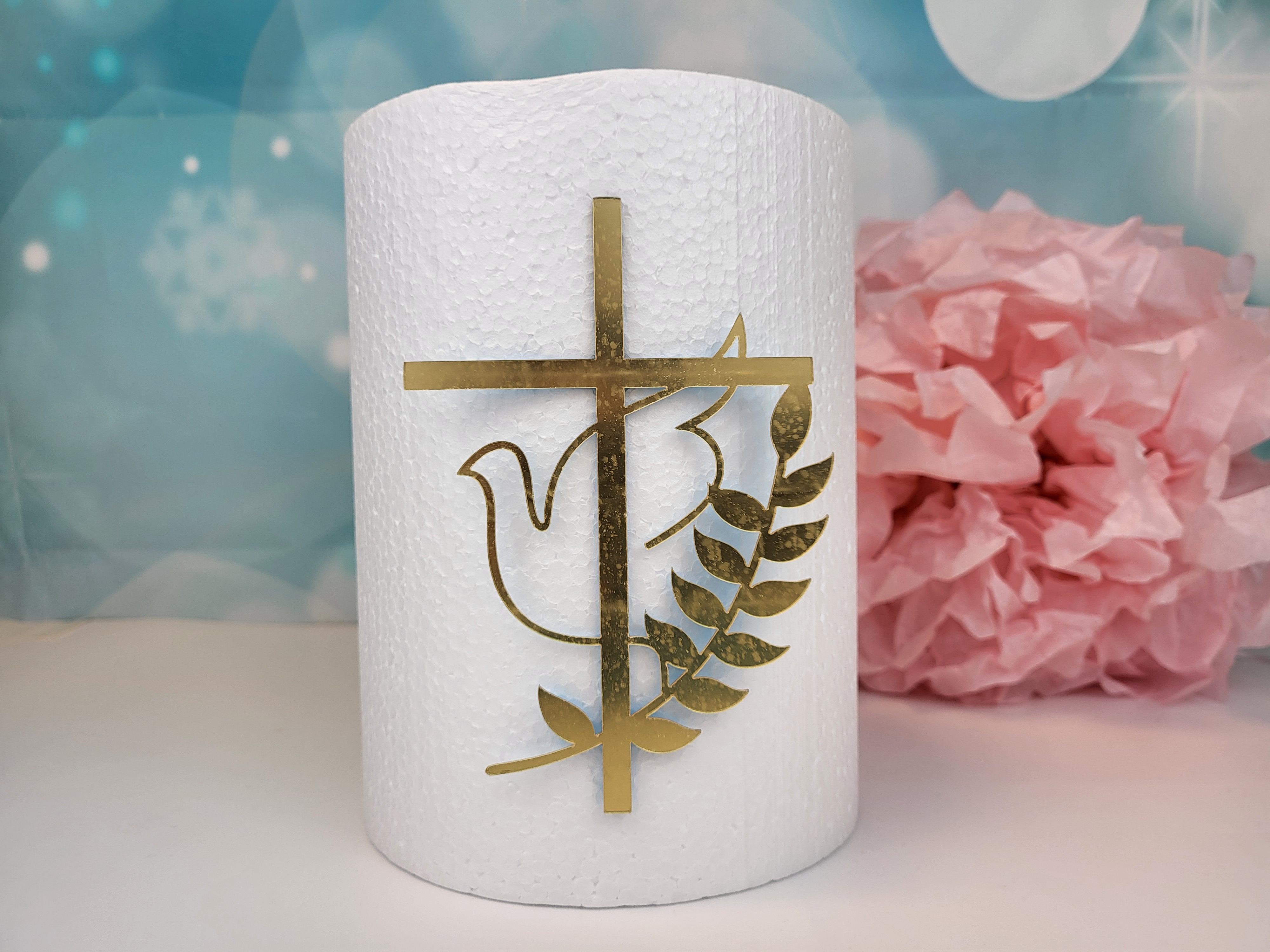 Cake Topper Kreuz mit Taube gold