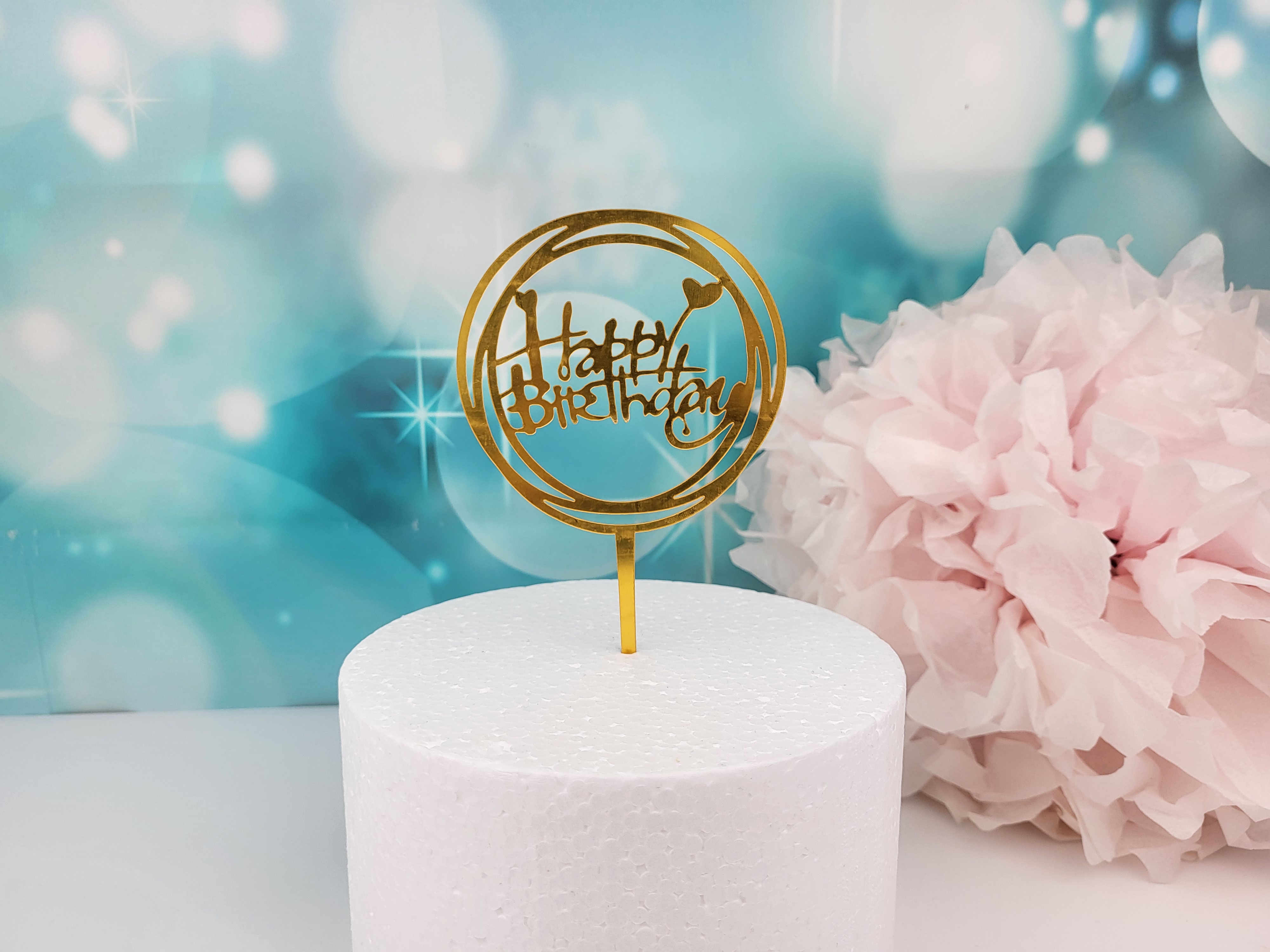 Cake Topper Happy Birthday gold