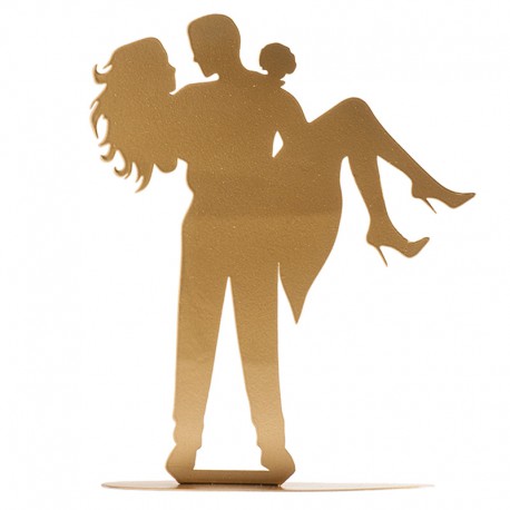 Cake Topper Brautpaar aus Metall gold