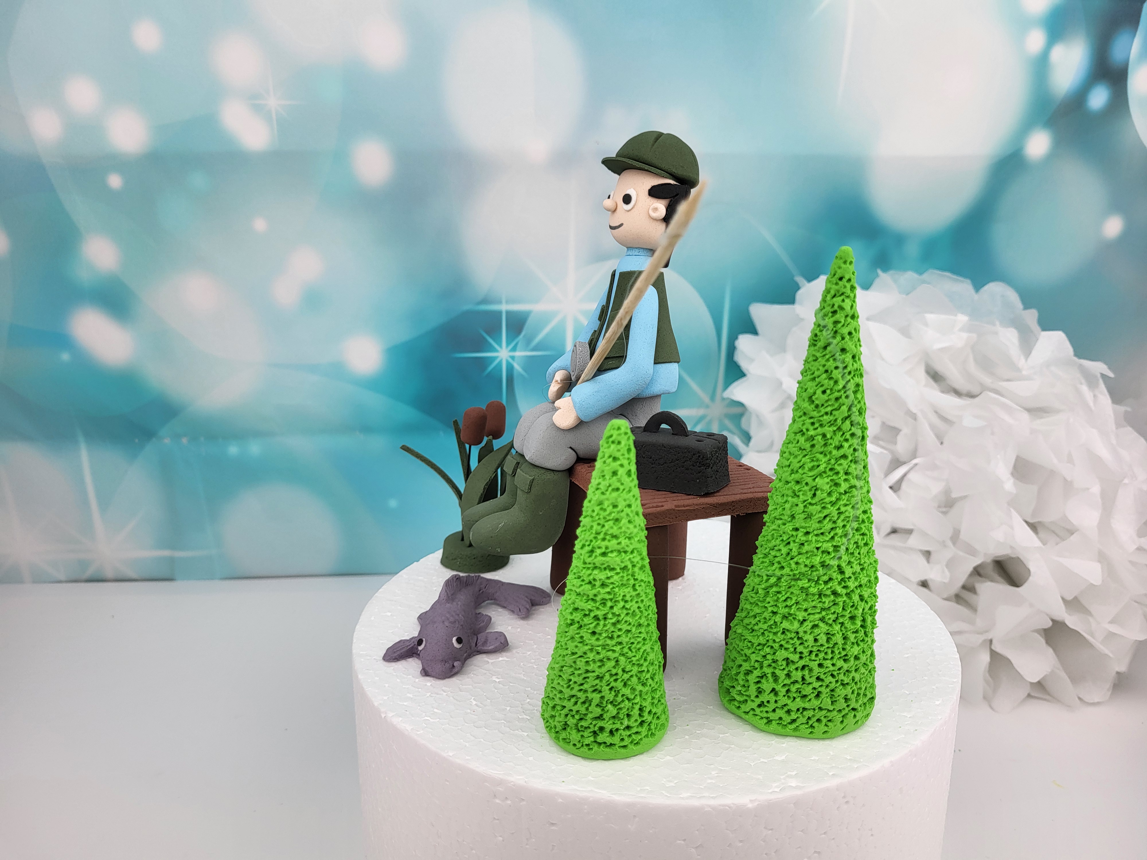 Zuckerfigurenset Angler/Fischer handgemacht
