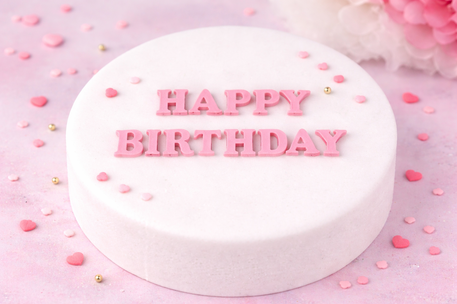 Schrift „Happy Birthday“ rosa – essbare Tortendekoration