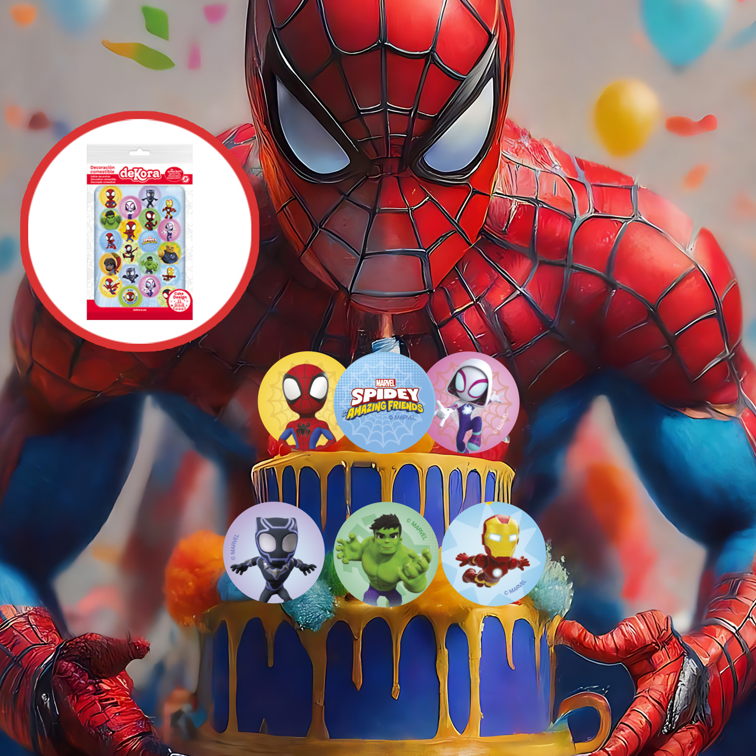 Oblaten Dekoration Spidey Muffins Tortendekoration