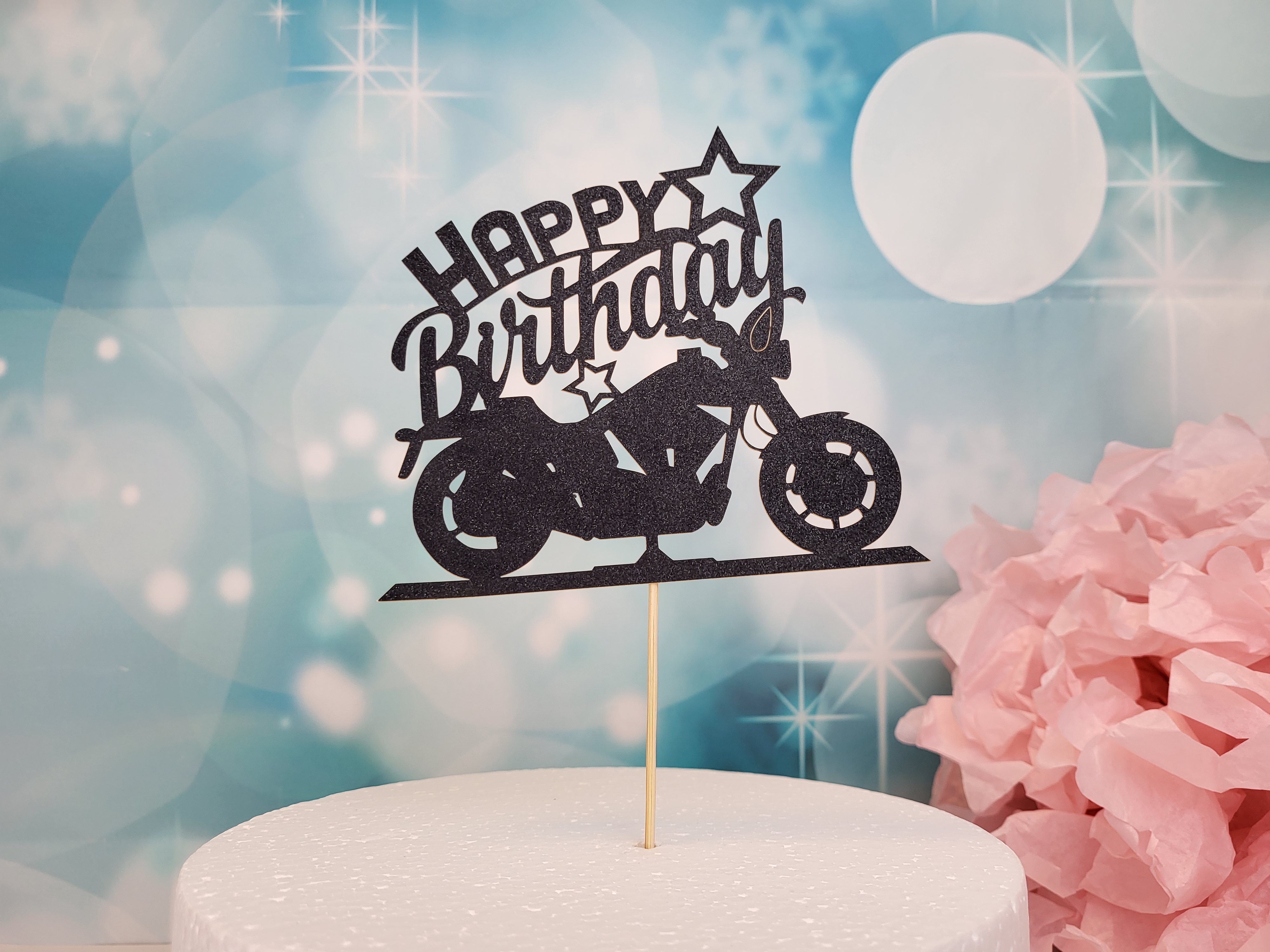 Cake Topper Happy Birthday  Motorrad T2