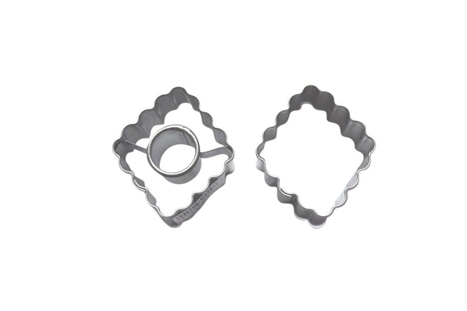 Linzer Ausstecher Rhombus mit Loch| 4,5x 3,8 cm 2-teilig