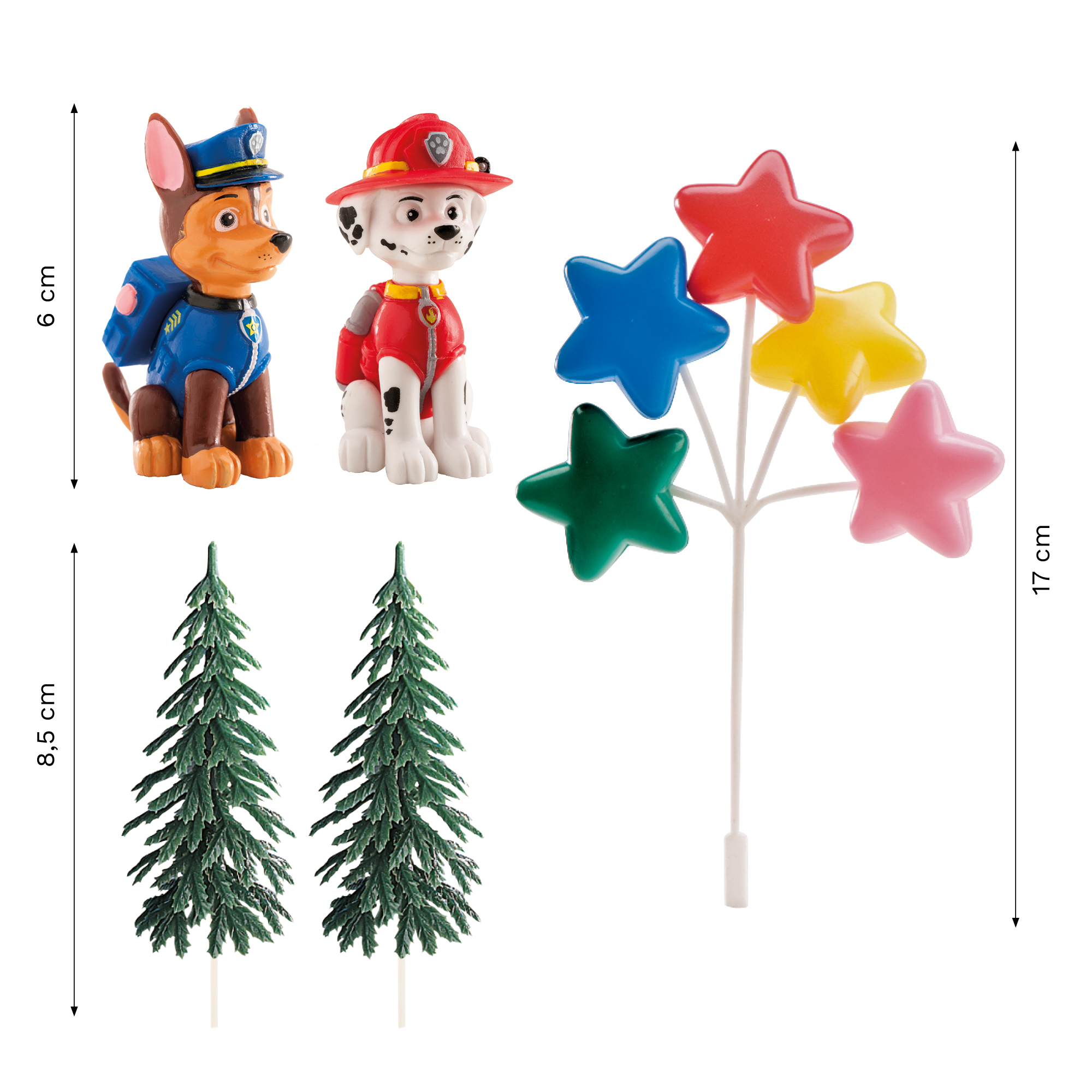 Paw Patrol Dekorationsset – 6-teiliges Tortendeko-Set aus Kunststoff
