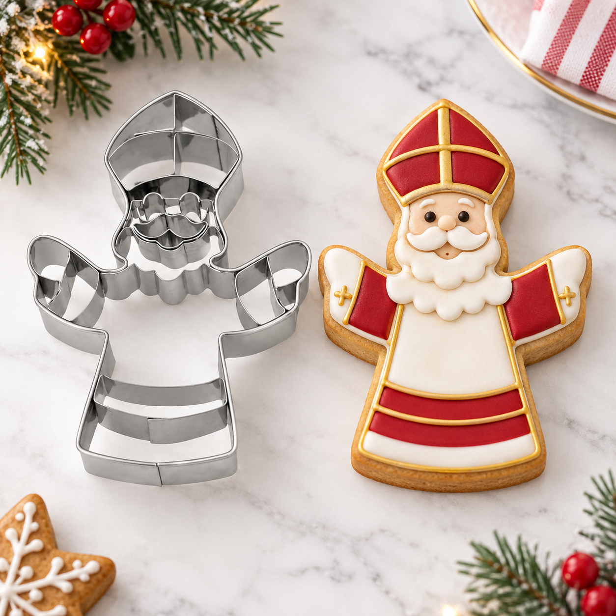 Ausstechform Bischof 6,5 cm – Keksausstecher Edelstahl Weihnachten Nikolaus B7
