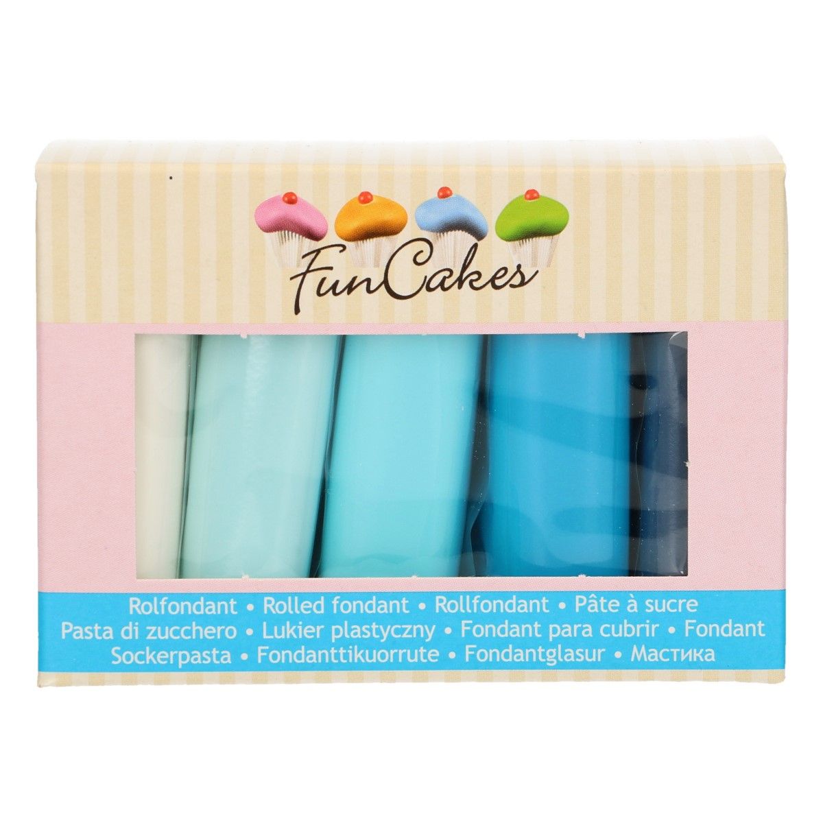 FunCakes Rollfondant Multipack Blau (Blue Colours) – 5×100 g | extra elastisch & glatt