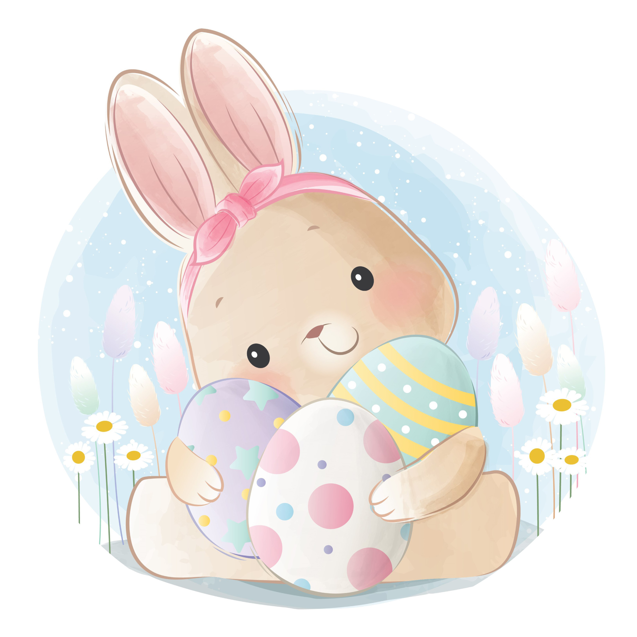 Tortenaufleger Ostern – Hase mit Ostereiern für Osterkuchen