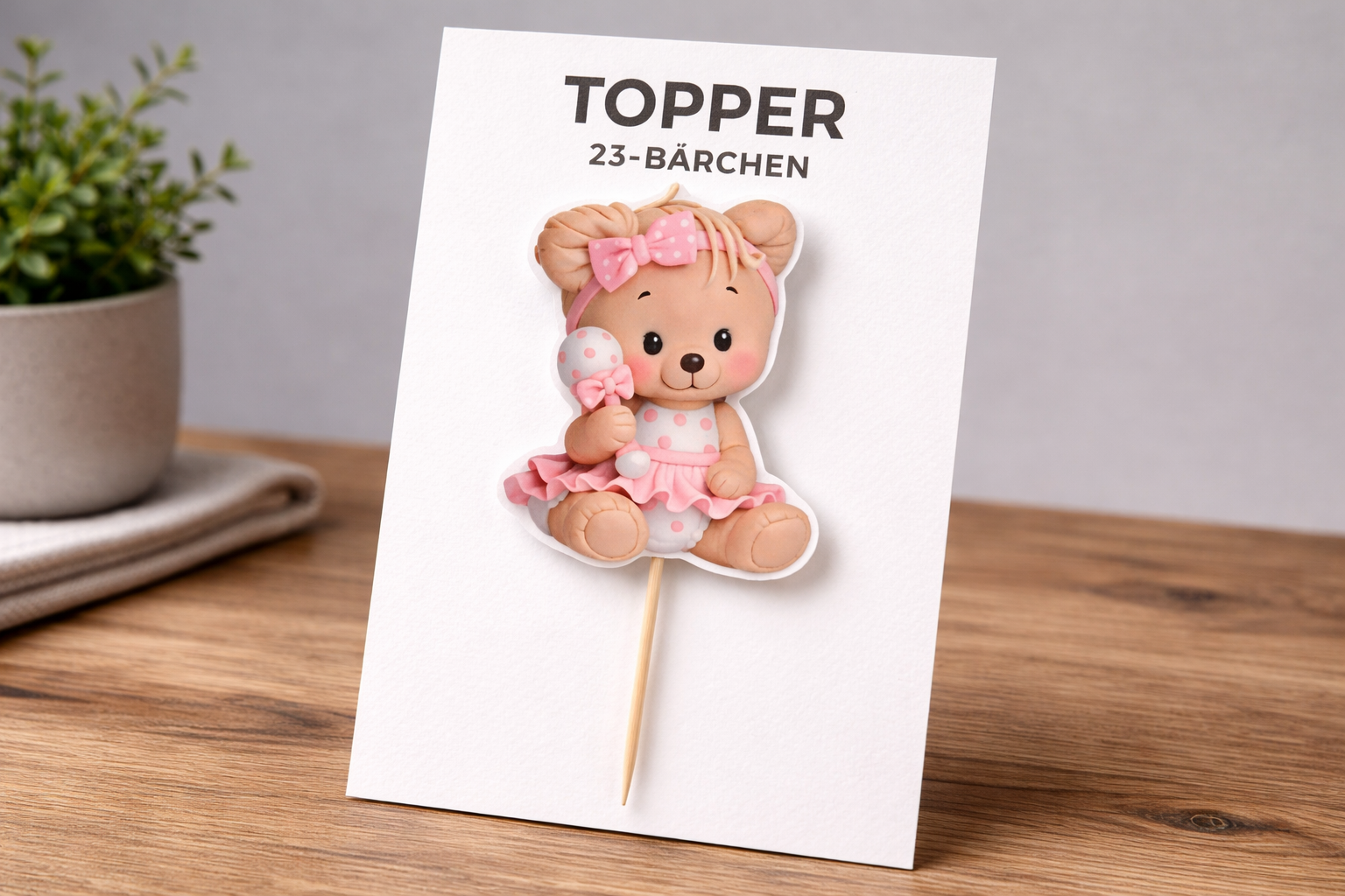 Caketopper 2 D Bärchen aus Fondant handgemacht –  Tortendeko zum Reinstecken