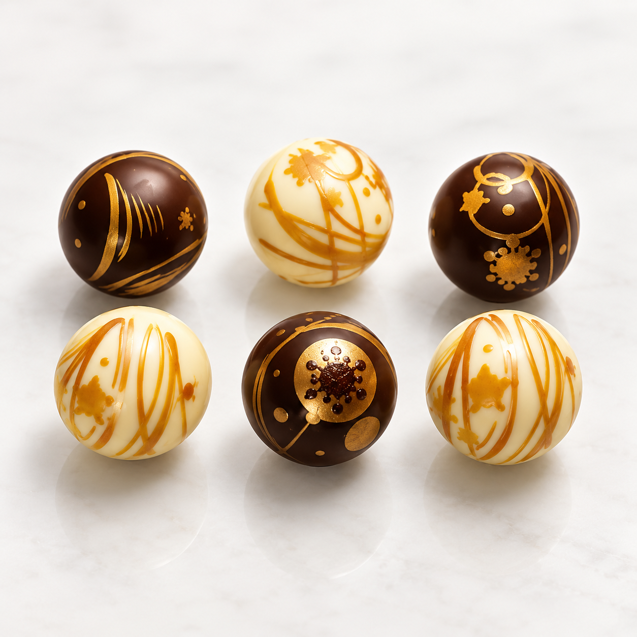 Schokoladenform Halbkugel Ø 30 mm – Kupfer & Gold – 63 Stück