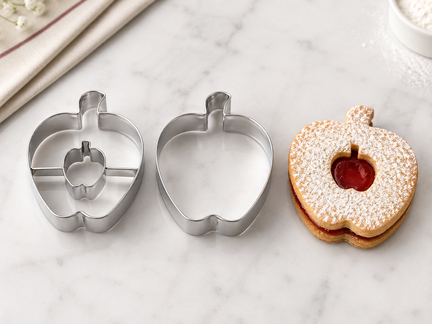 Linzer Ausstecher Apfel mit Apfel, 2-teilig – ca. 4 cm  A55