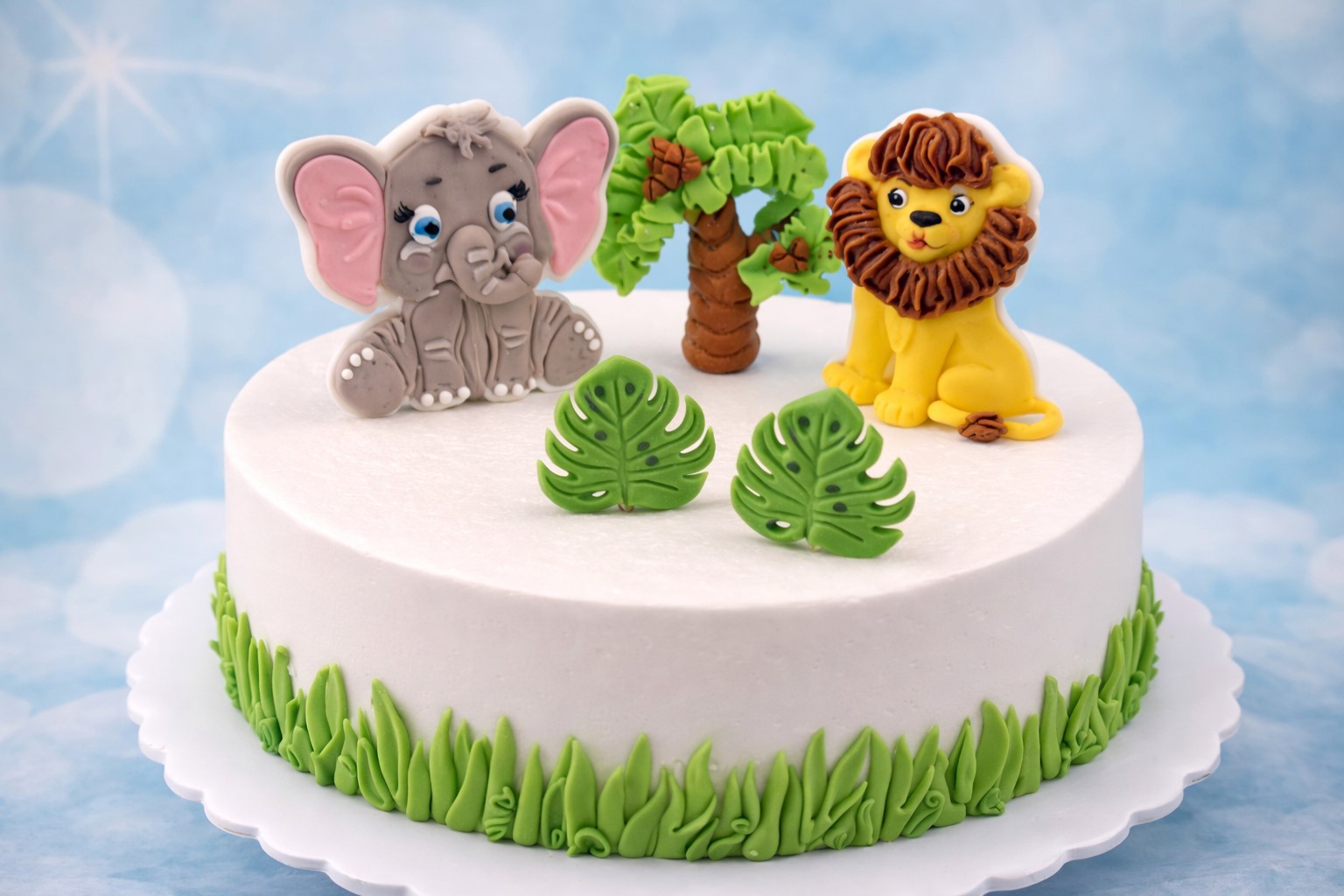 Tierische Tortendeko – Zuckerdekoration Elefant & Löwe