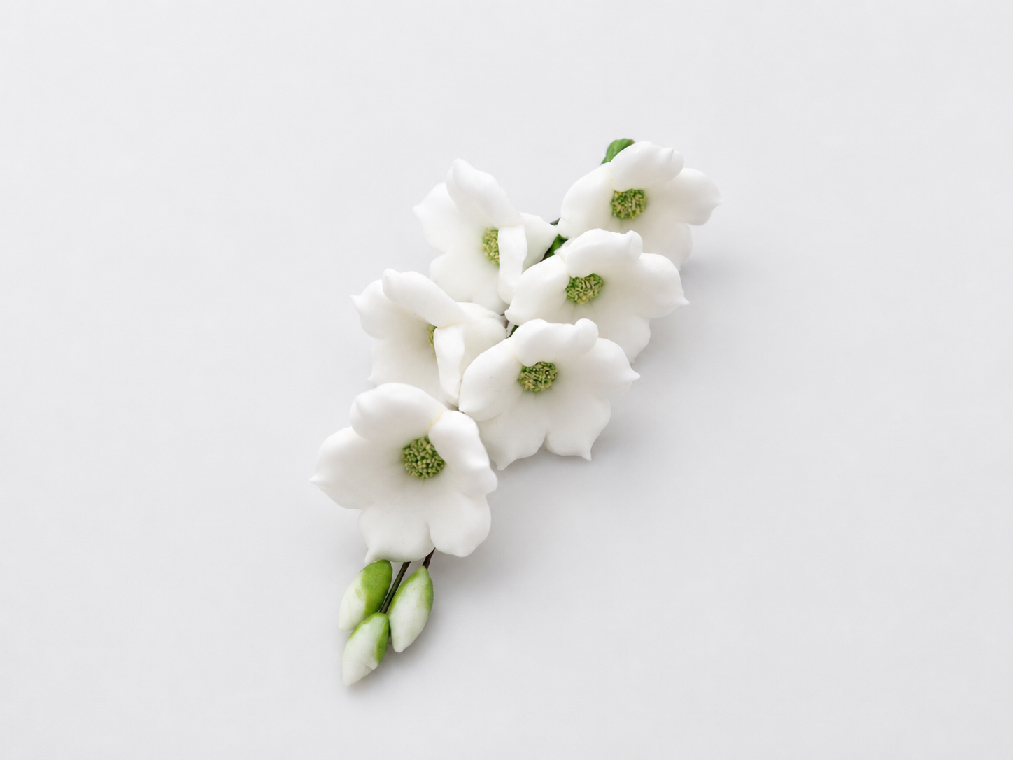 Weißer Glockenblumen-Zweig aus Zucker – 12 cm Tortendeko