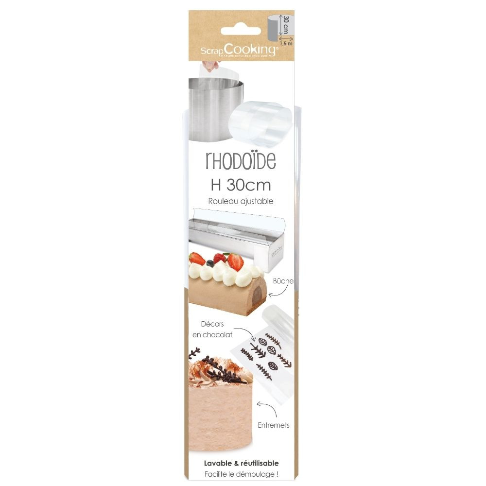 Tortenrandfolie / Rhodoidfolie 1,5 m × 30 cm – extra hoch