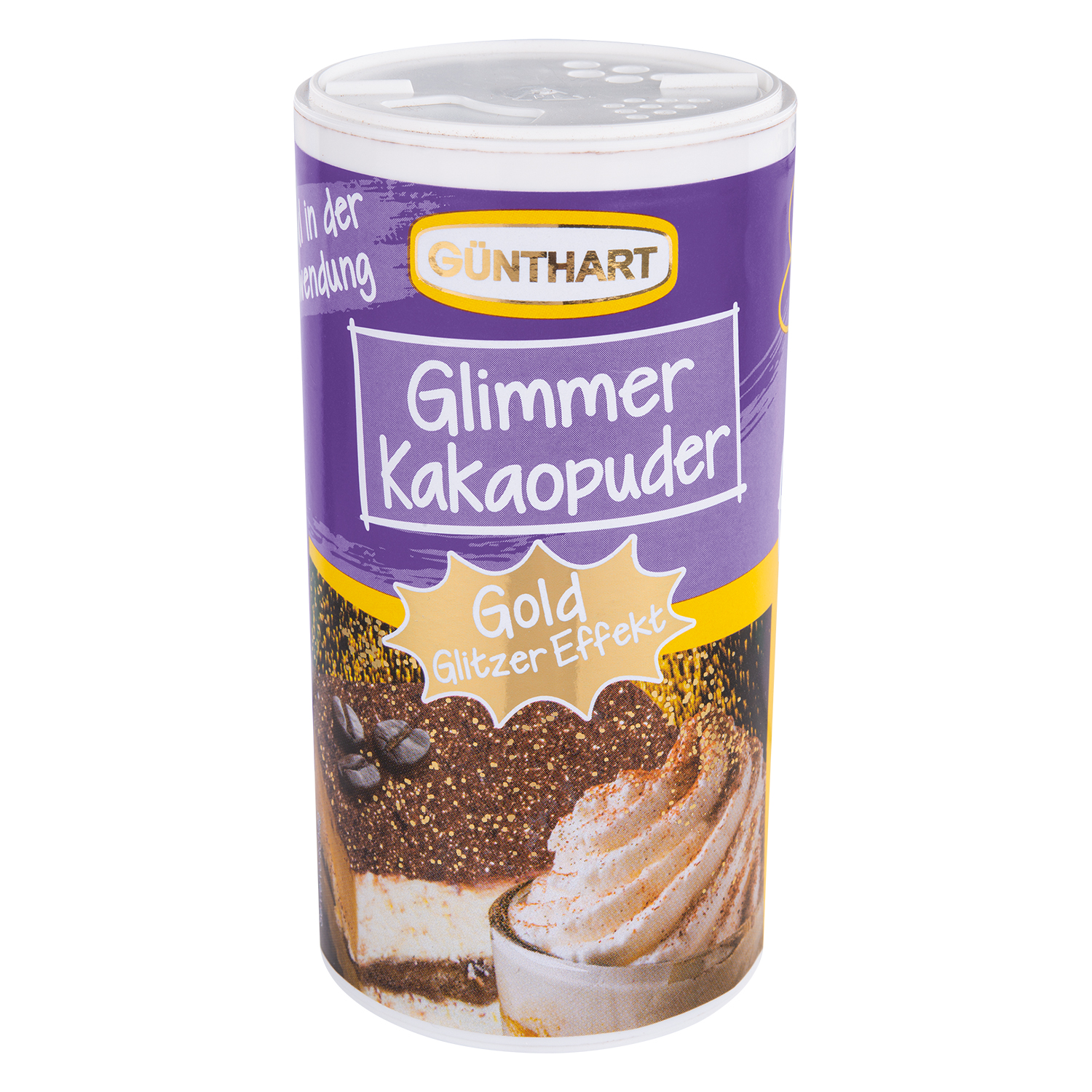 Glimmer Kakaopuder mit Gold Glitzer Effekt – Edles Dekorierpulver für Torten & Desserts