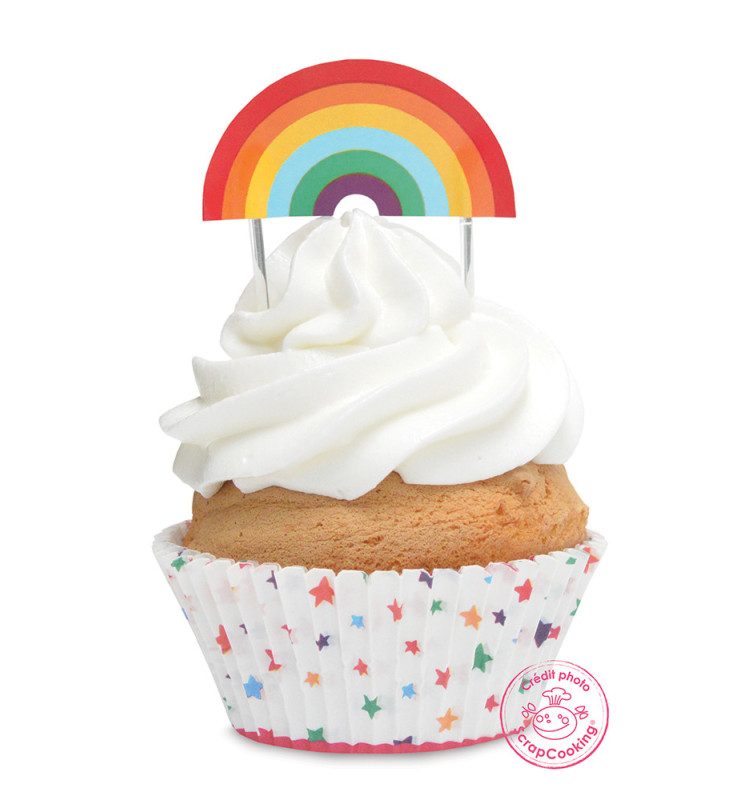 Rainbow Cupcake Deko-Set – 24 Förmchen & 24 Cake Topper