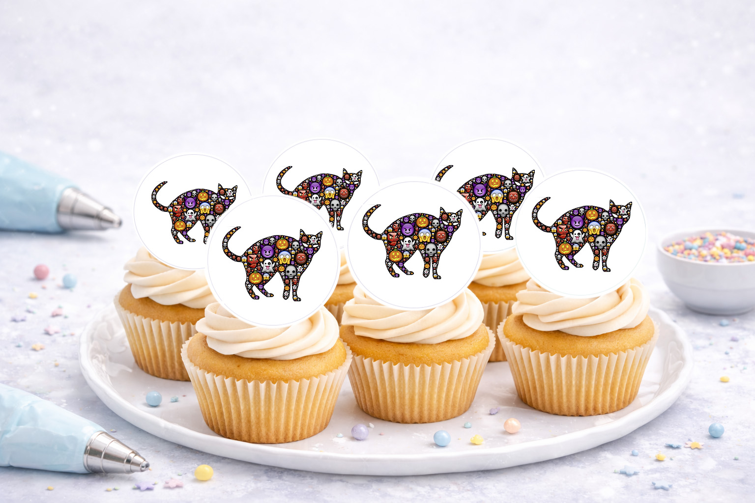 Essbare Muffinaufleger mit Halloween-Motiven für Cupcakes und Muffins