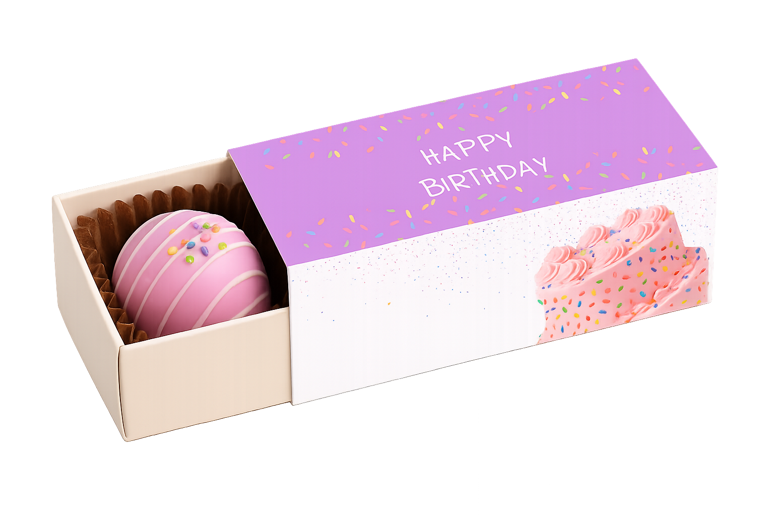 Pralinenverpackung „Happy Birthday“ – Geschenkverpackung für 3 Pralinen - 3er Set