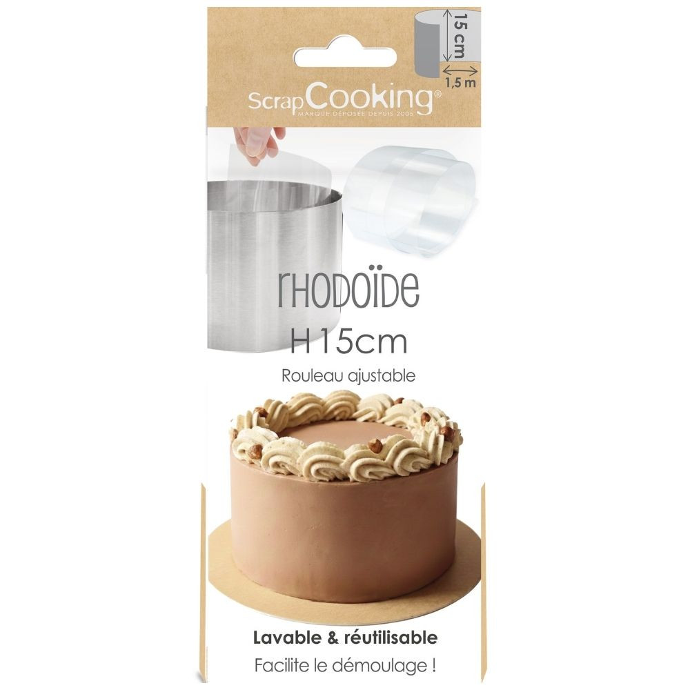 Tortenrandfolie / Rhodoidfolie 1,5 m × 15 cm – extra hoch