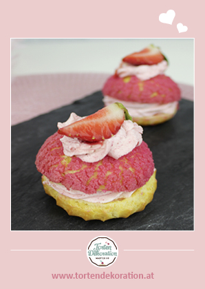 Rezeptkarte Erdbeer-Brandteig-Krapferl – fruchtiges Rezept R1