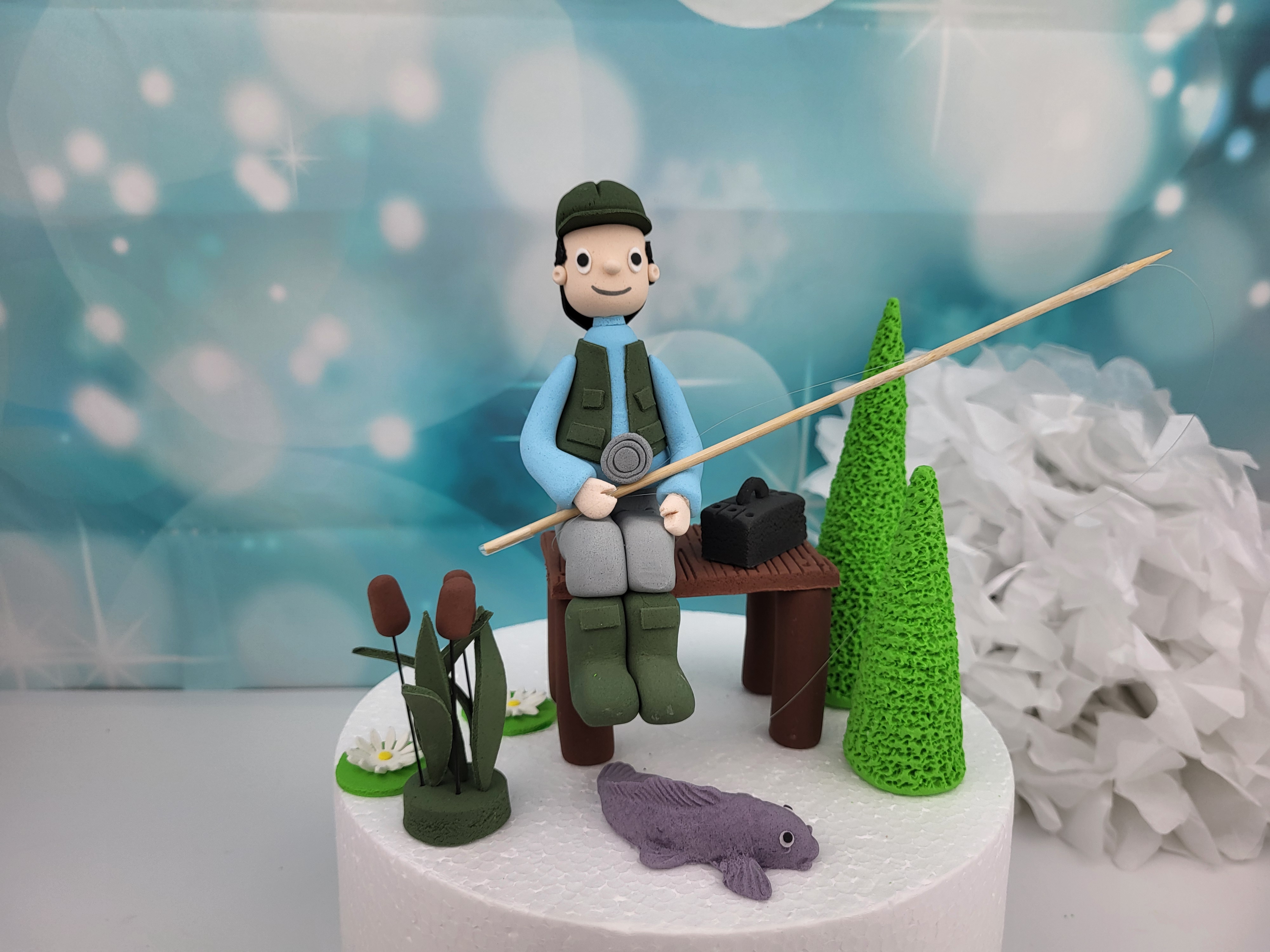 Zuckerfigurenset Angler/Fischer handgemacht