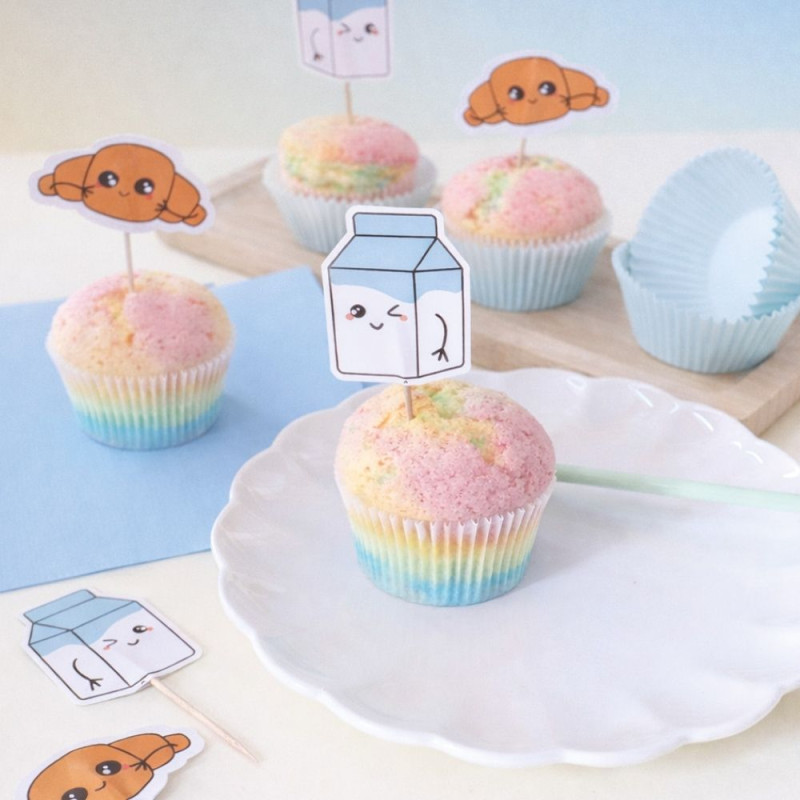 Kawaii Cupcake Deko-Set – 24 Förmchen & 24 Cake Topper