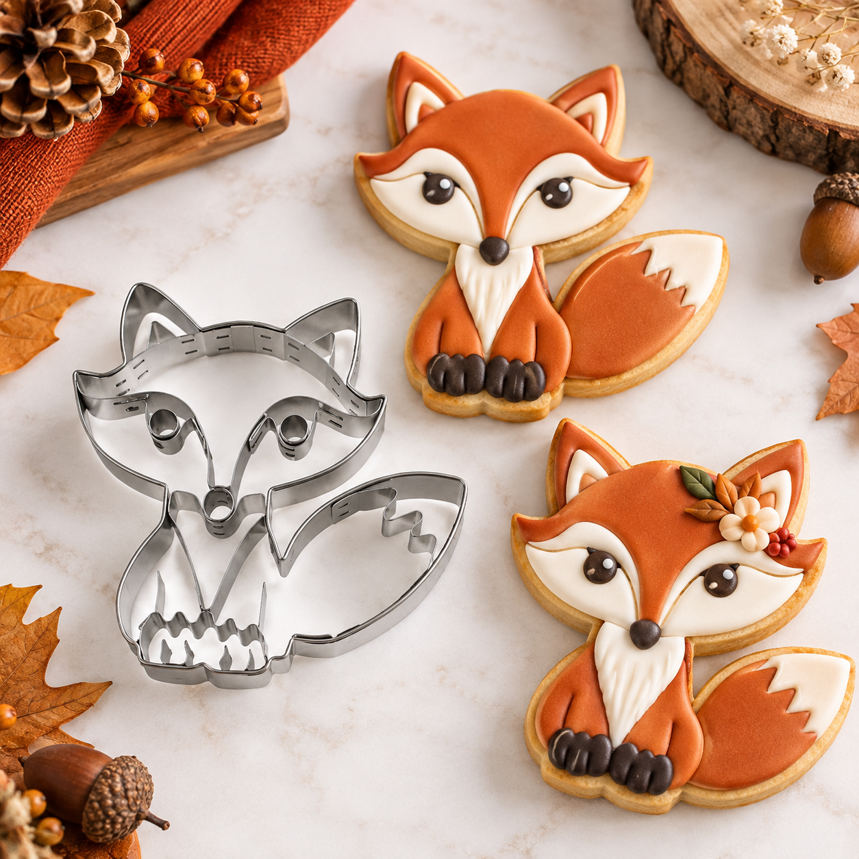 Ausstecher Fuchs mit Prägung 7,5 cm – Edelstahl