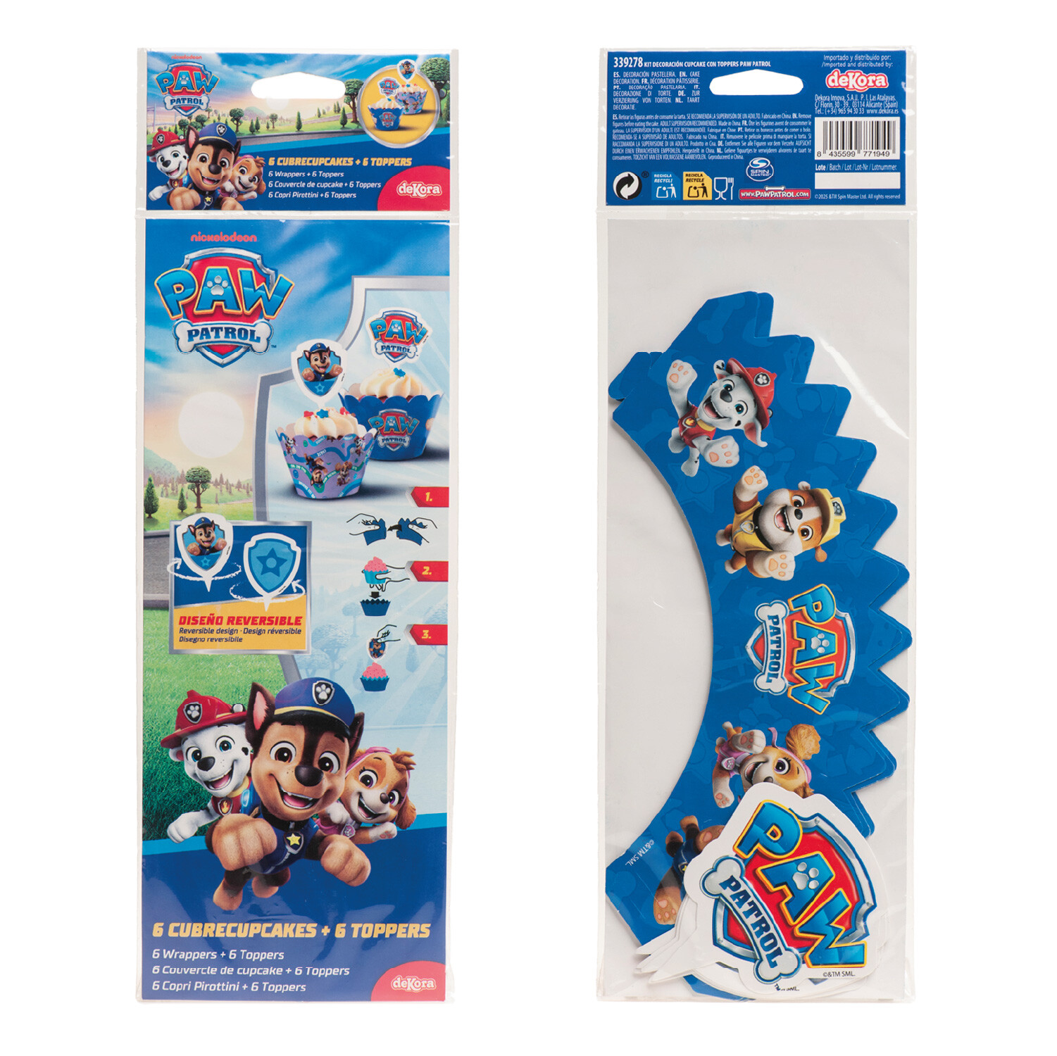 Paw Patrol Cupcakewraps & Topper Set – Muffinförmchen mit Cupcake-Wrappern für Kindergeburtstag