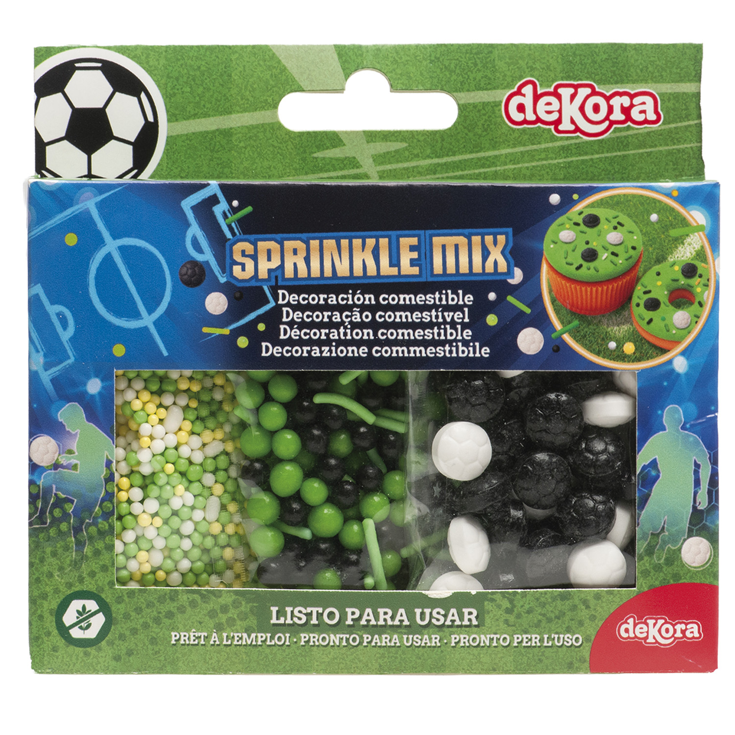 Fußball Streusel Mix 70 g – 3-fach Zuckerdekor für Torten & Cupcakes