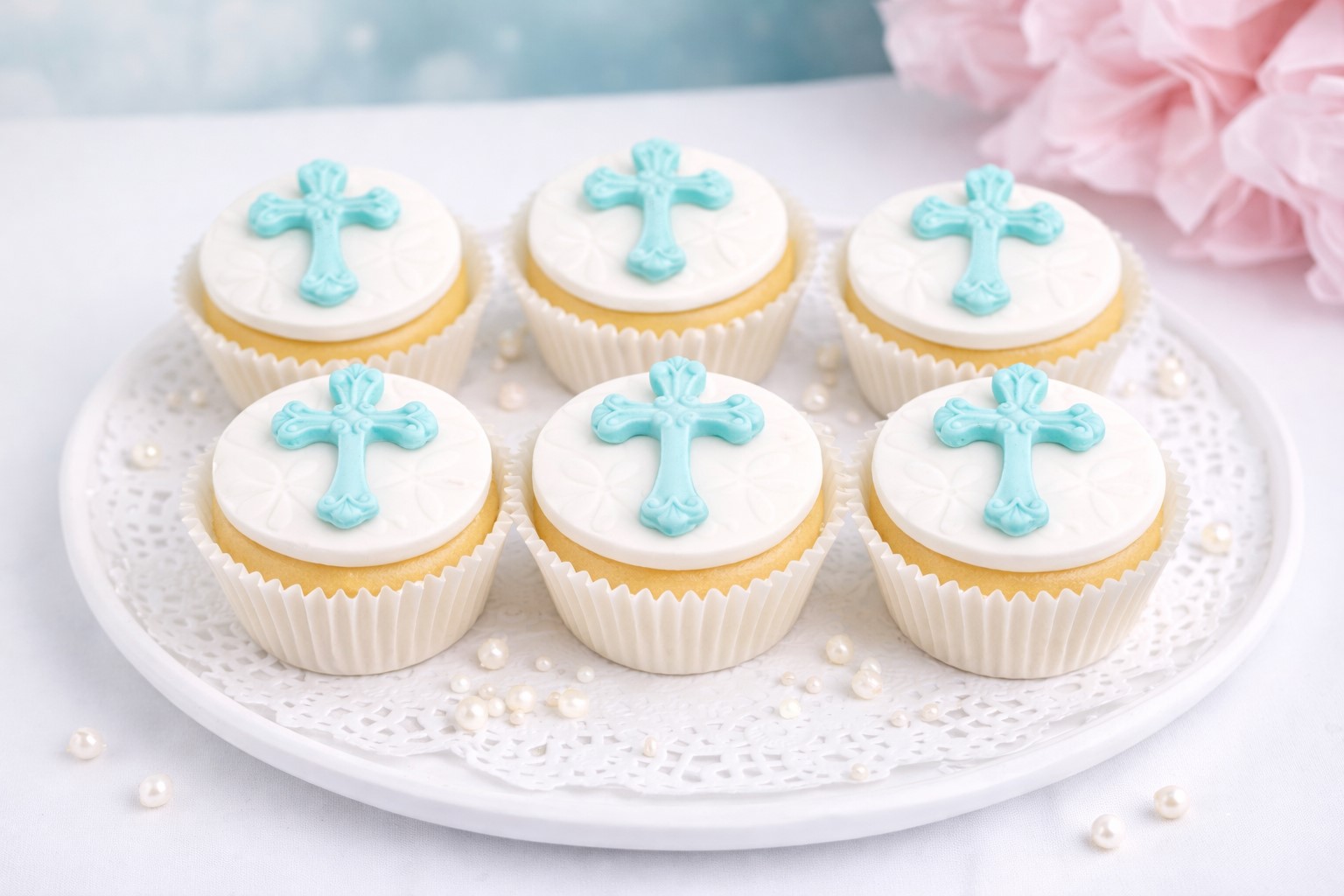 Zuckerdekoration Kreuz  6-teilig in Blau
