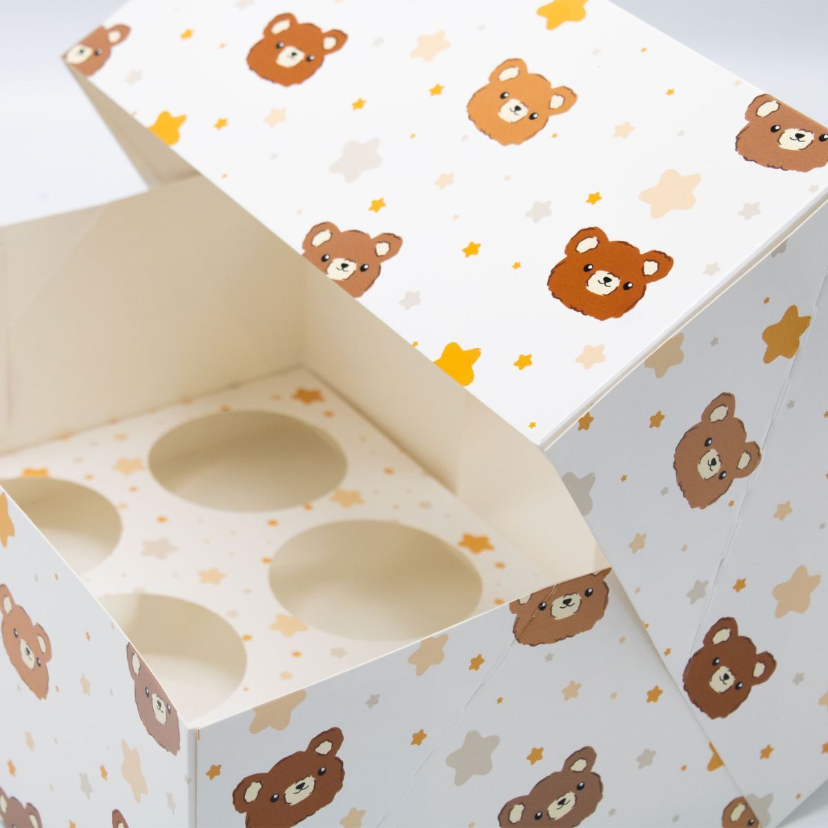 Cupcakebox Baby Bär & Sterne – 2er-Set für je 6 Cupcakes