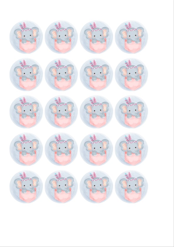 Muffinaufleger Elefant mit Federn – Boho Cupcake Deko für Babyshower & Geburtstag