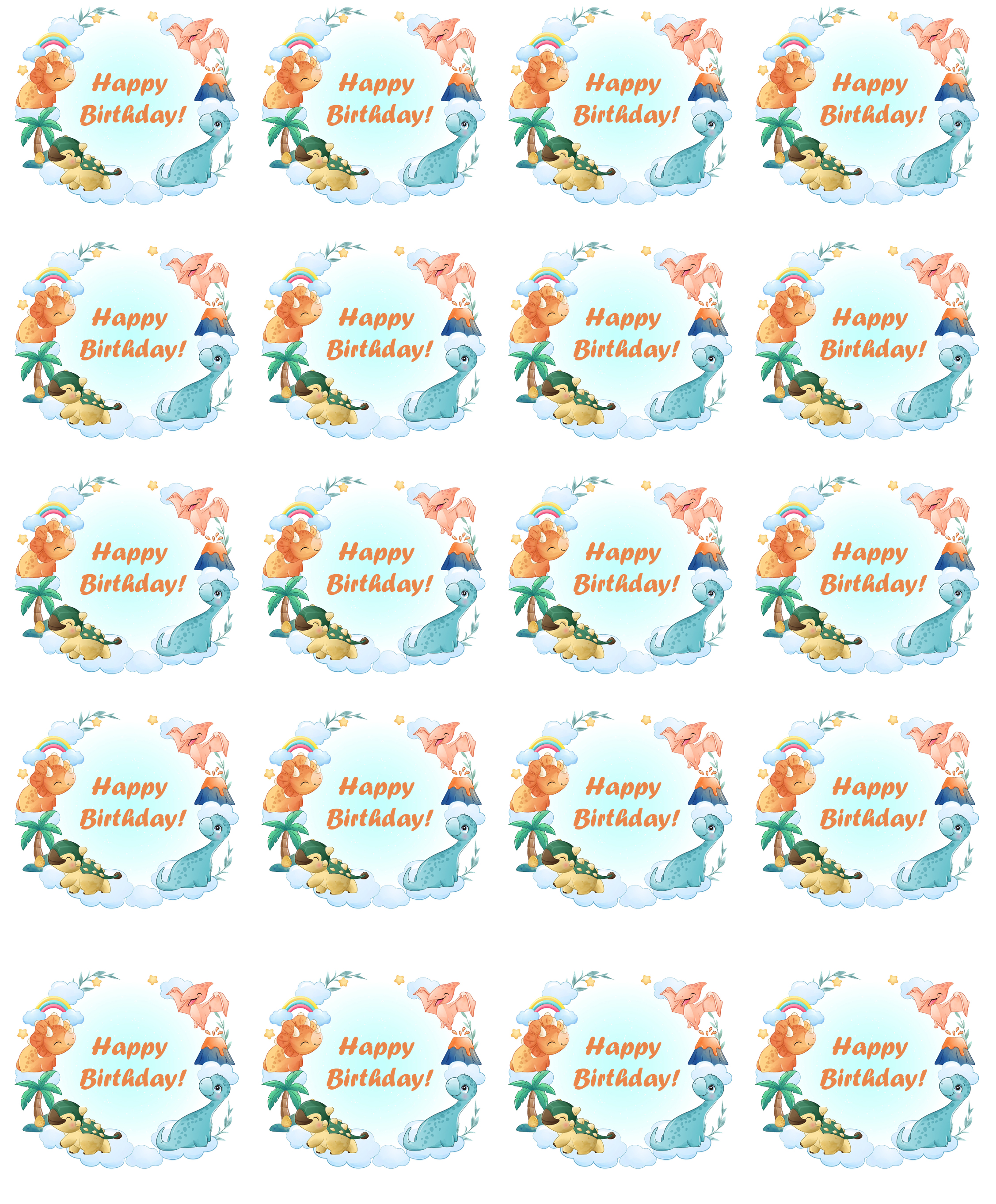 Dino Cupcake Topper als essbare Muffinaufleger aus Oblate Deluxe – ideal für Dino-Kindergeburtstag