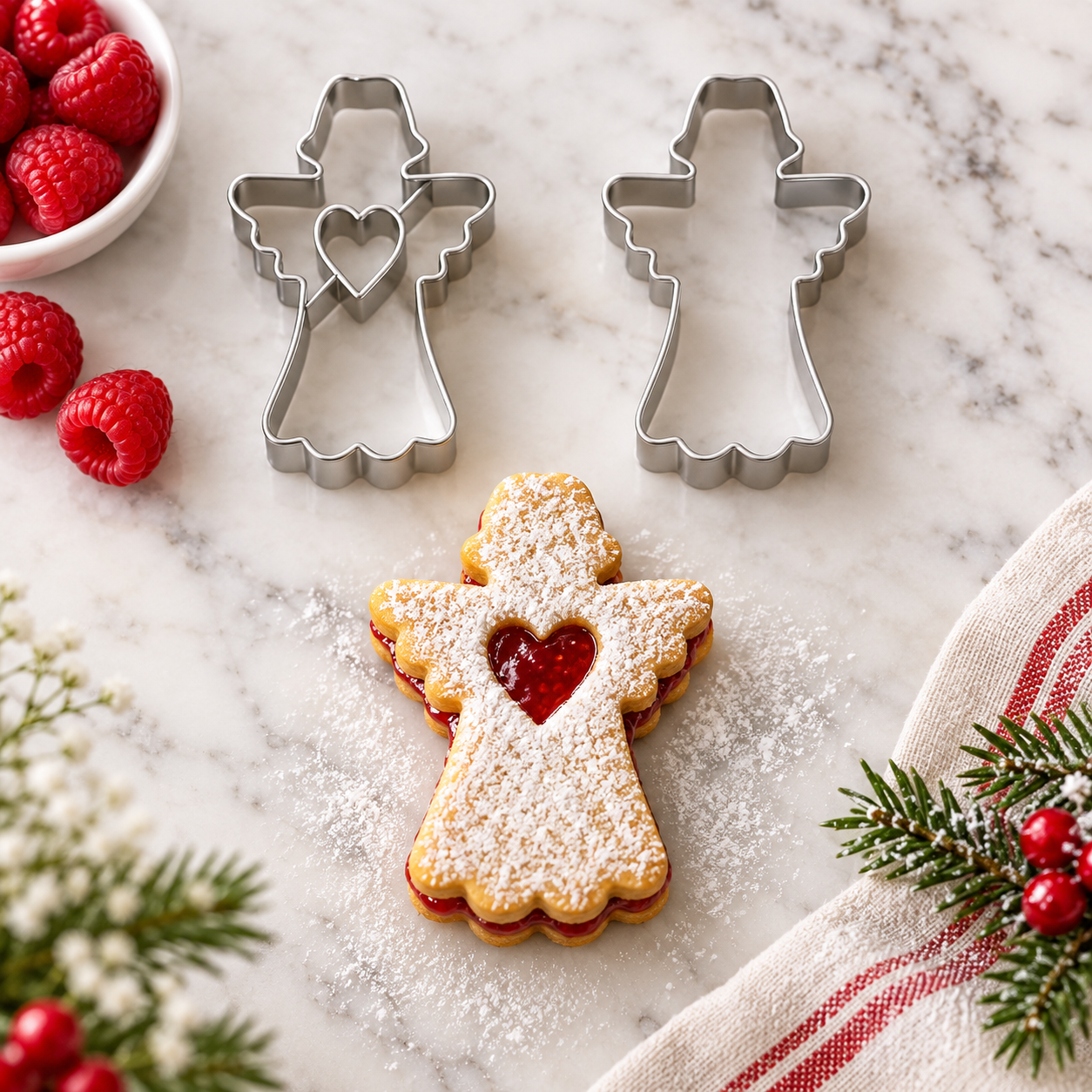 Linzer Ausstecher Engel mit Herz 2 teilig B8