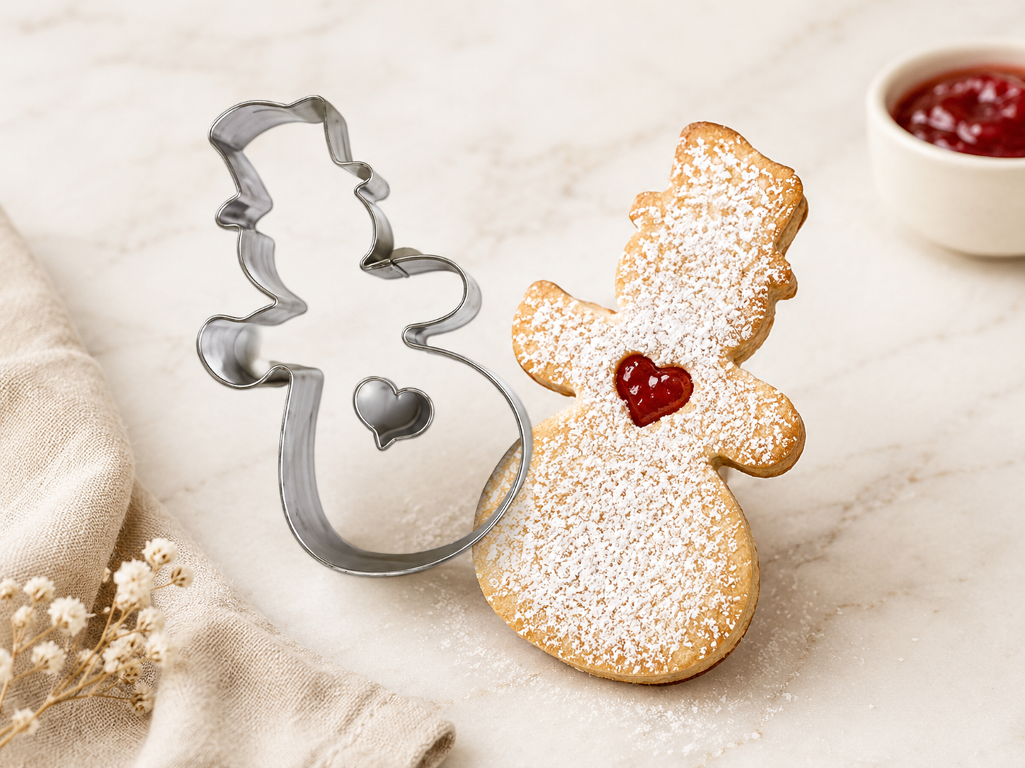 Linzer Ausstecher Schneemann mit Herz, 2-tlg A52
