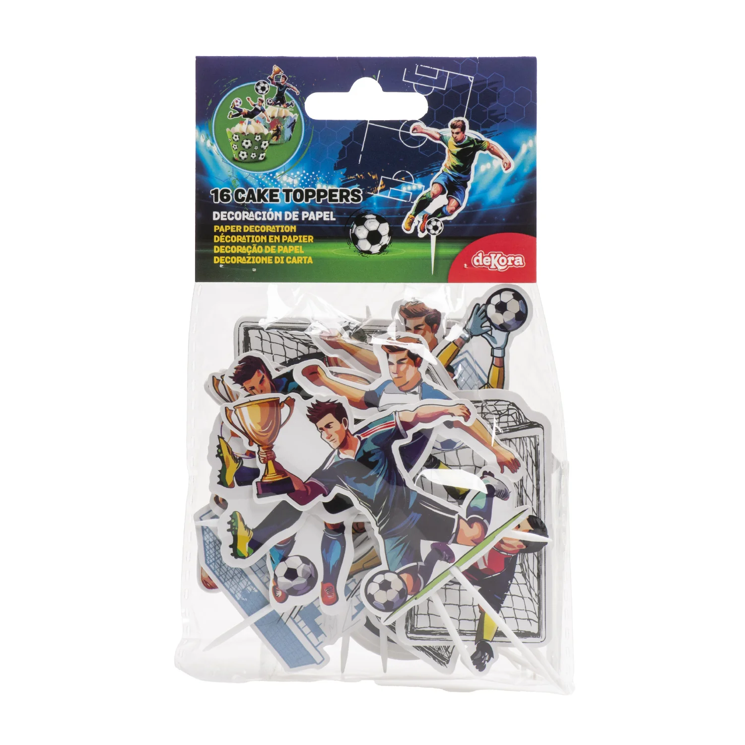 Fußball Caketopper 16 Stück – Papier Tortenstecker für Geburtstag, Fußballparty & Cupcakes