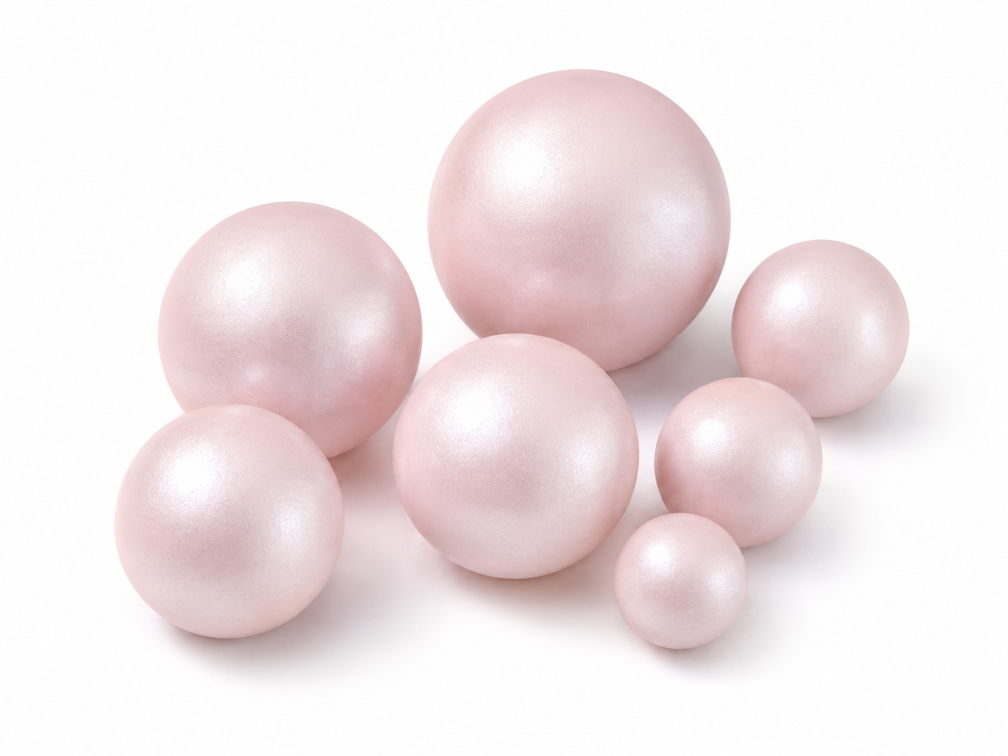 Schokokugeln Perlmutt Rosa – 7 Stück in verschiedenen Größen