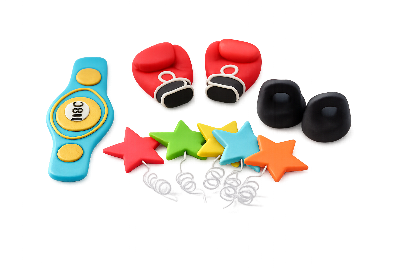 Essbare Box-Tortendeko aus Zucker – 10-teiliges Boxer-Set