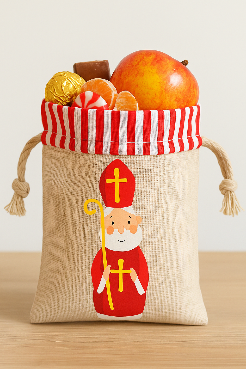 Baumwollsäckchen Nikolaus – 14 × 18 cm mit Kordelzug