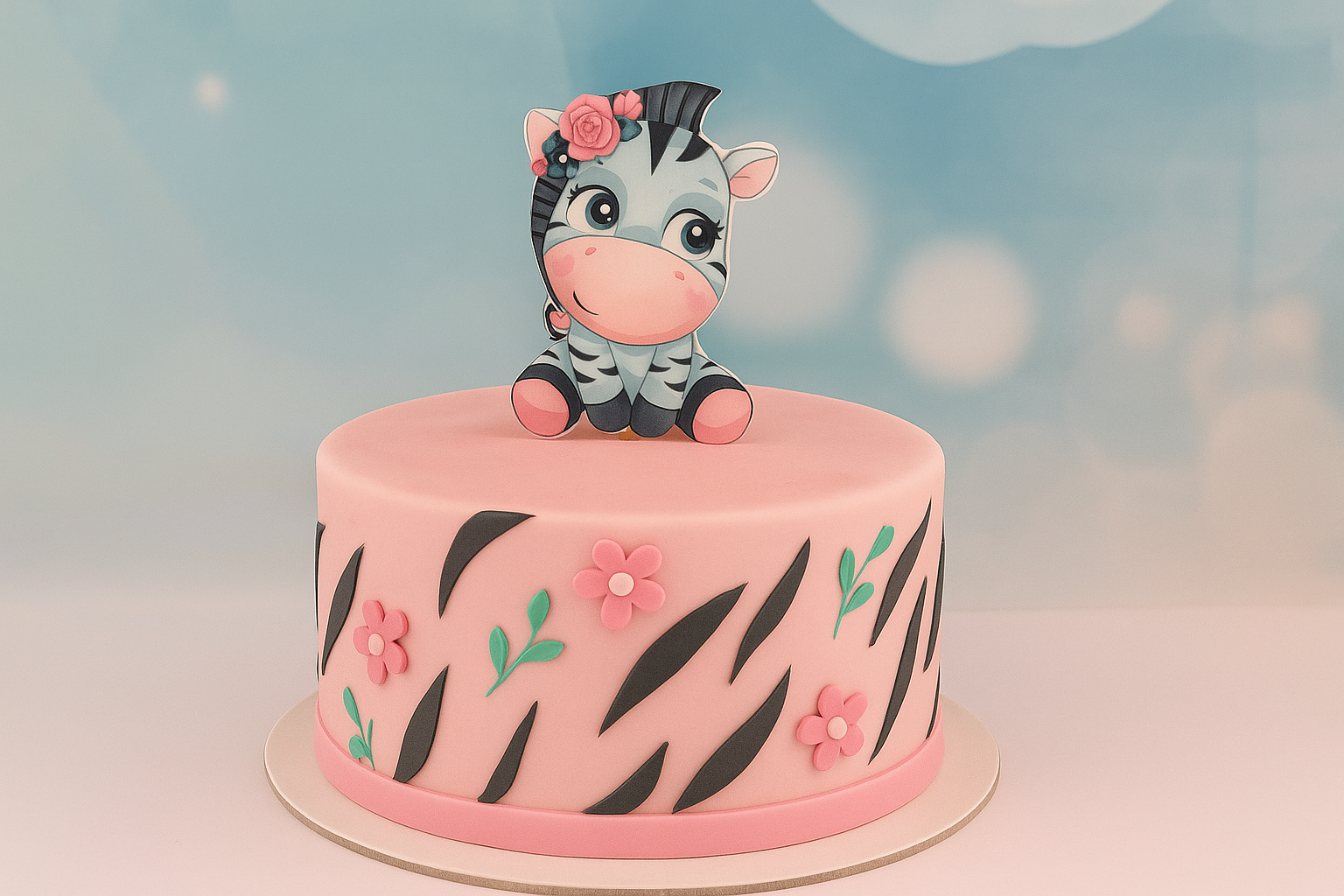 Cake Topper Zebra – Handgefertigte Tier-Tortendeko für Safari & Kindergeburtstag