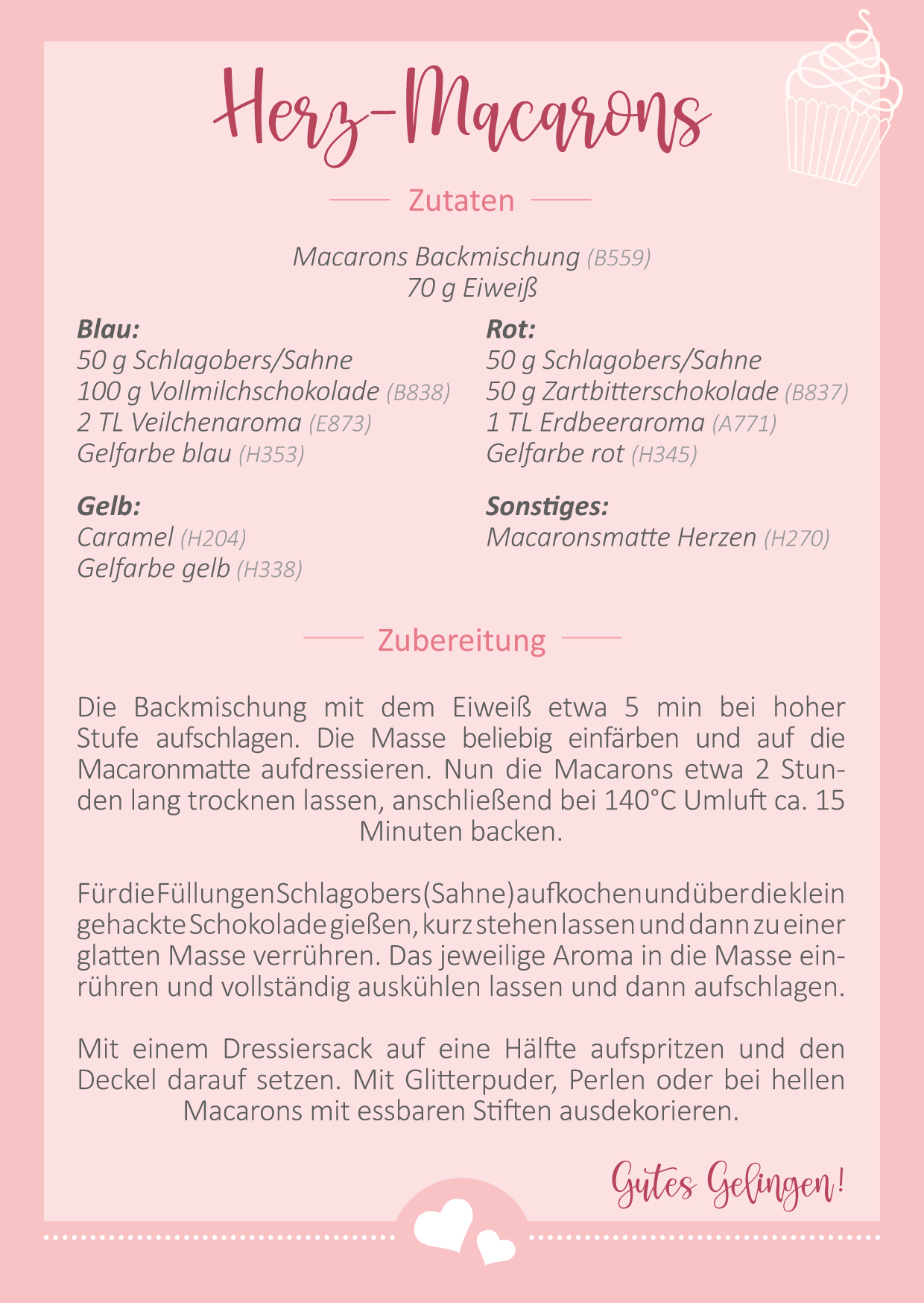 Rezeptkarte Herz Macarons