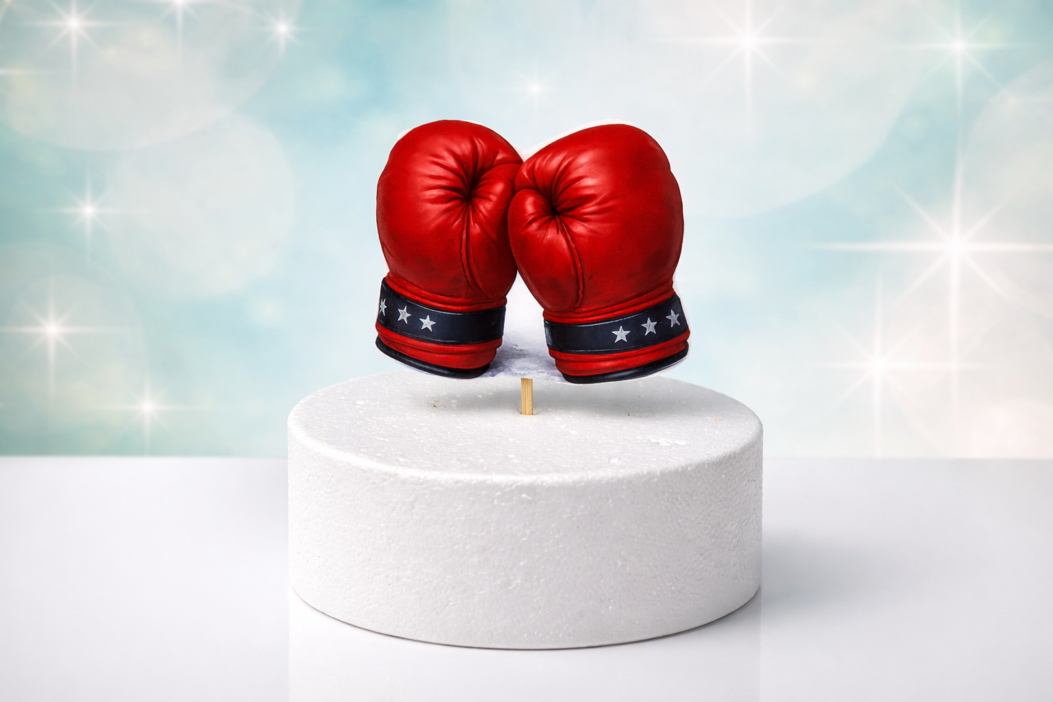 Essbarer 2D Tortenstecker Boxhandschuhe aus Fondant handgemacht – Caketopper