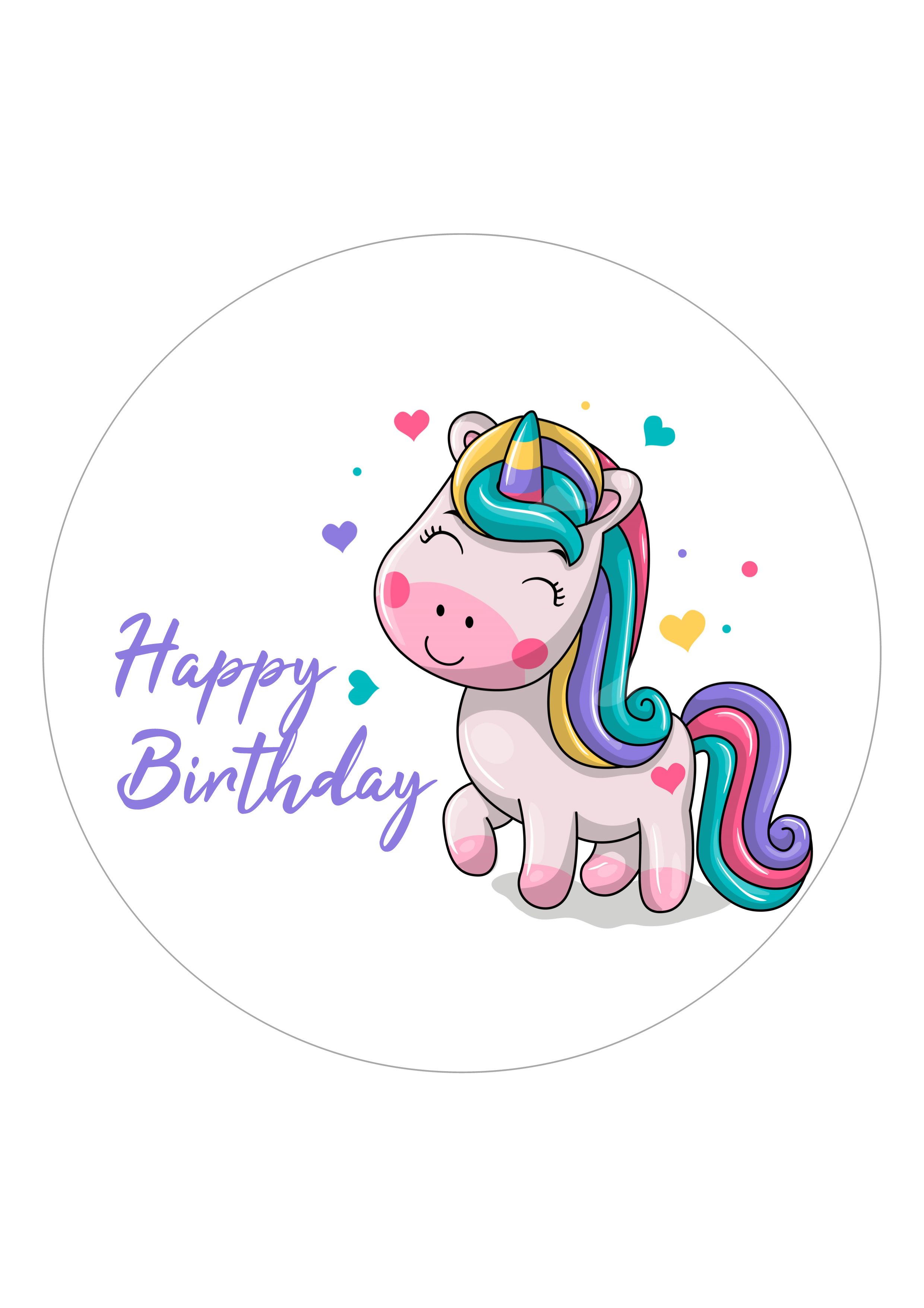 Tortenaufleger Einhorn „Happy Birthday“