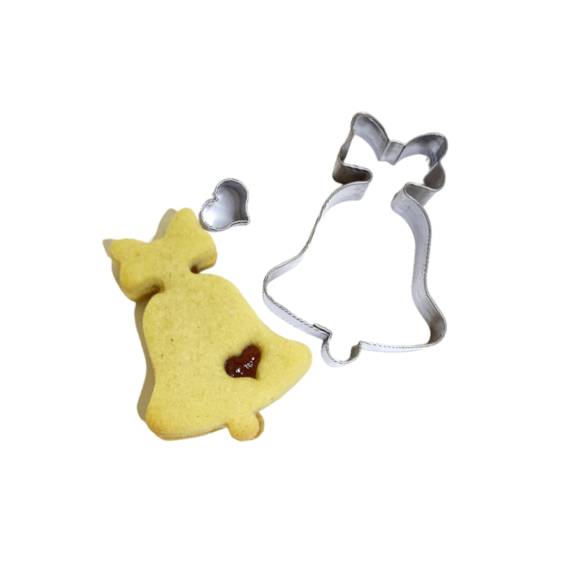 Linzer Ausstecher Glocke mit Herz, 2-teilig – ca. 6 × 4,5 cm