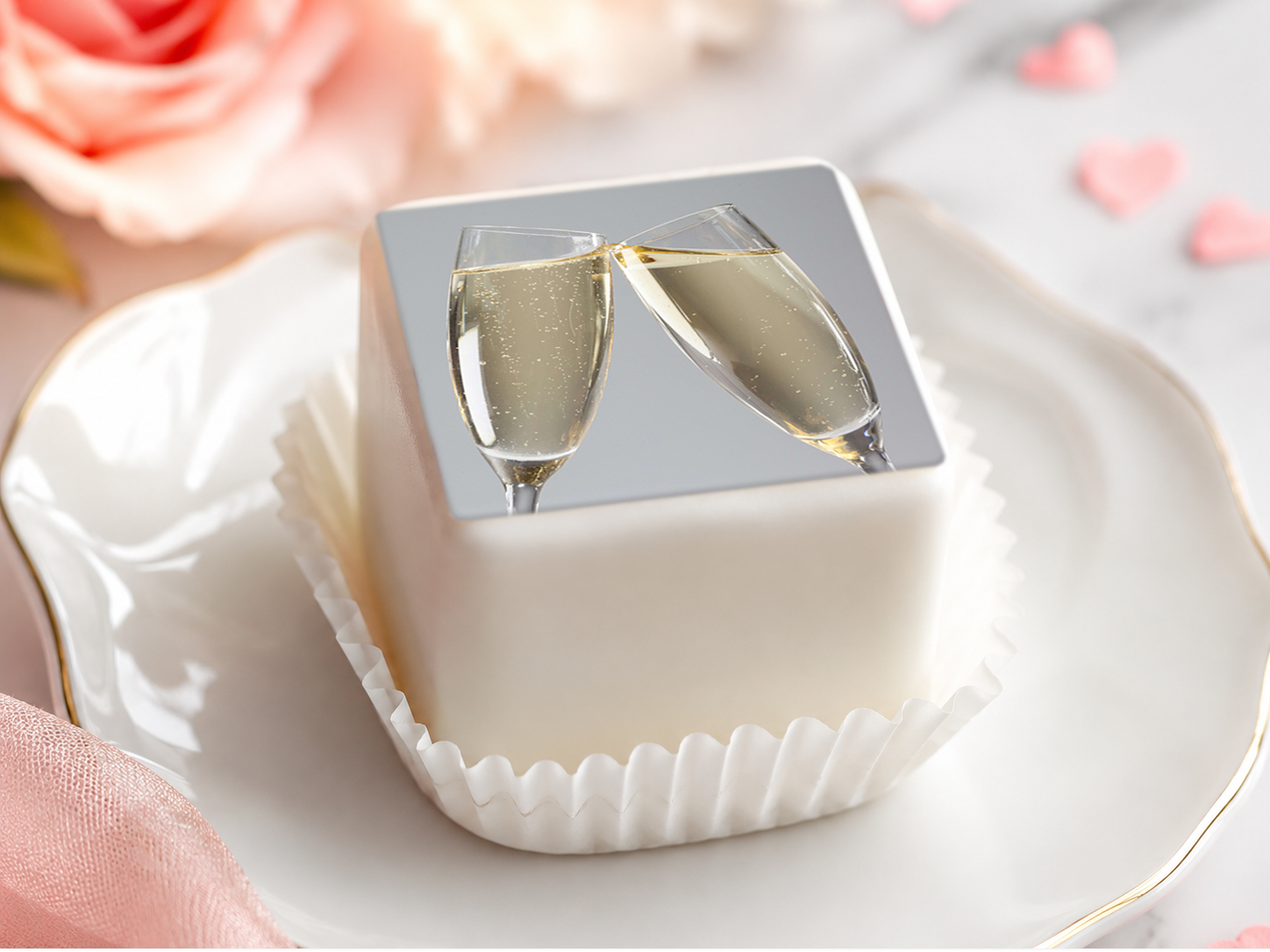 Petit Four & Punschkrapfen Aufleger Sektgläser – 12 Stück ca. 5 cm