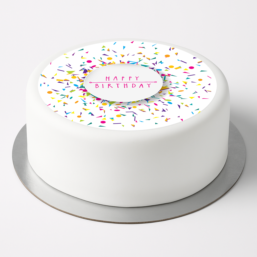 Tortenaufleger Happy Birthday – Konfetti