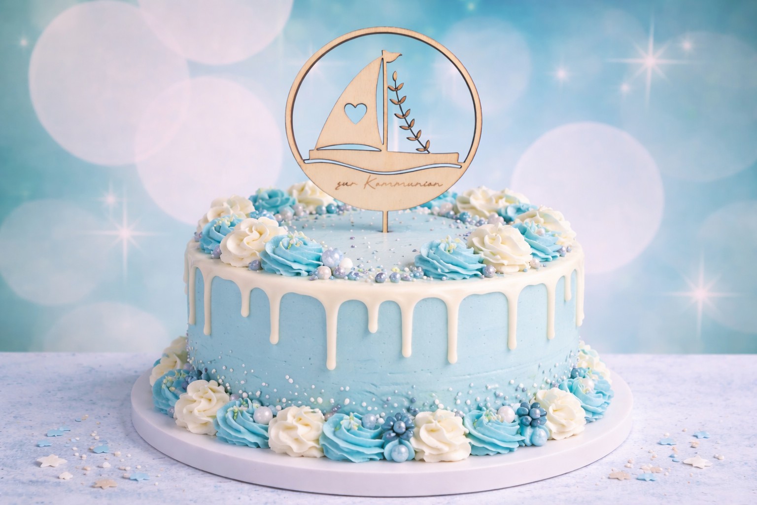 Cake Topper zur Kommunion Segelboot – Tortendeko Kommunion Junge Mädchen T3