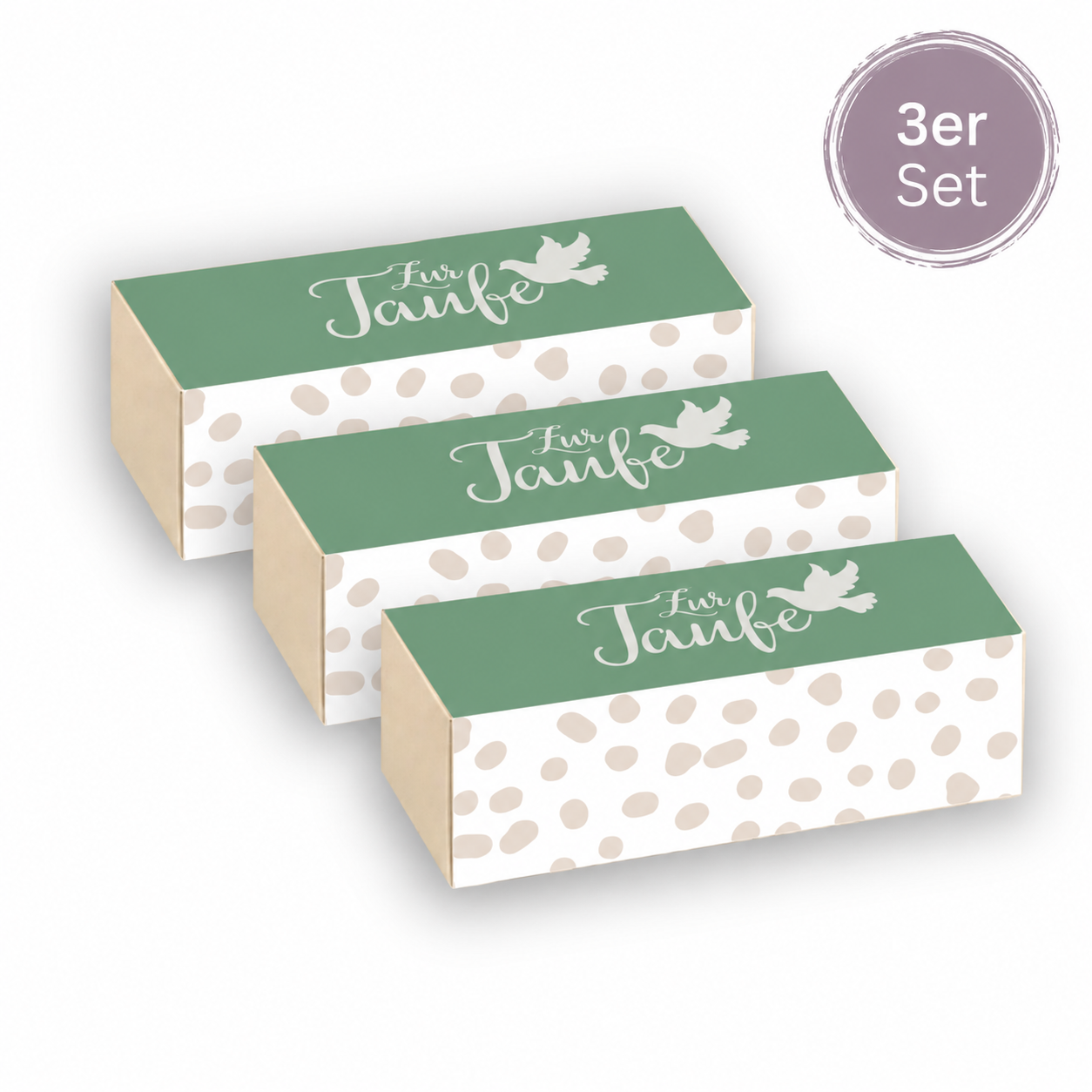 Pralinenverpackung „Zur Taufe“ – elegante Geschenkverpackung für 3 Pralinen - 3er Set