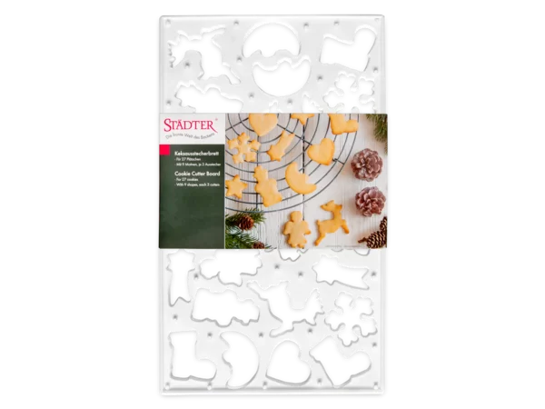 Keksausstecherbrett – mit 9 Motiven, je 3 Ausstecher
